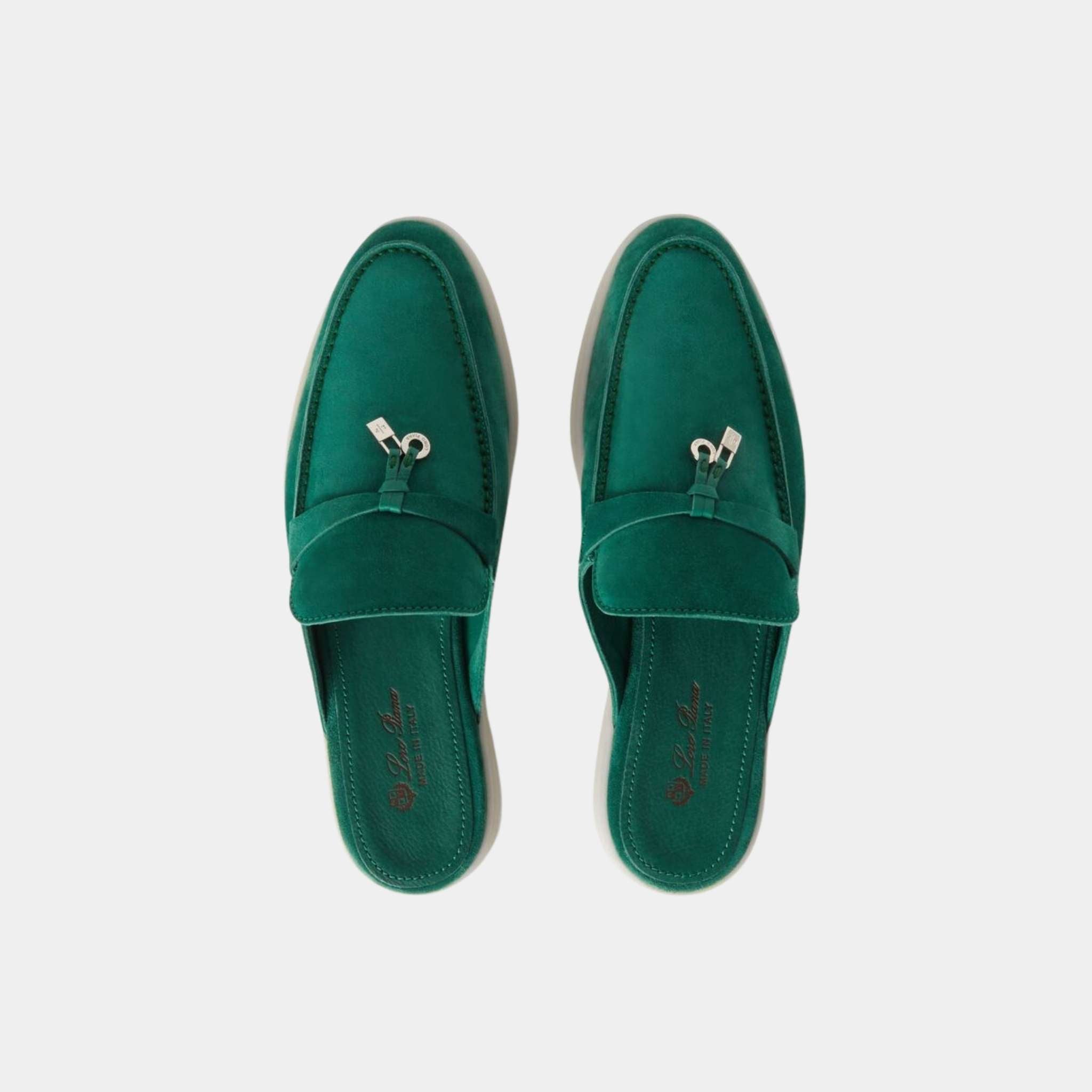Loro Piana Babouche Charms Walk Loafers, Forest Leaves, Top View