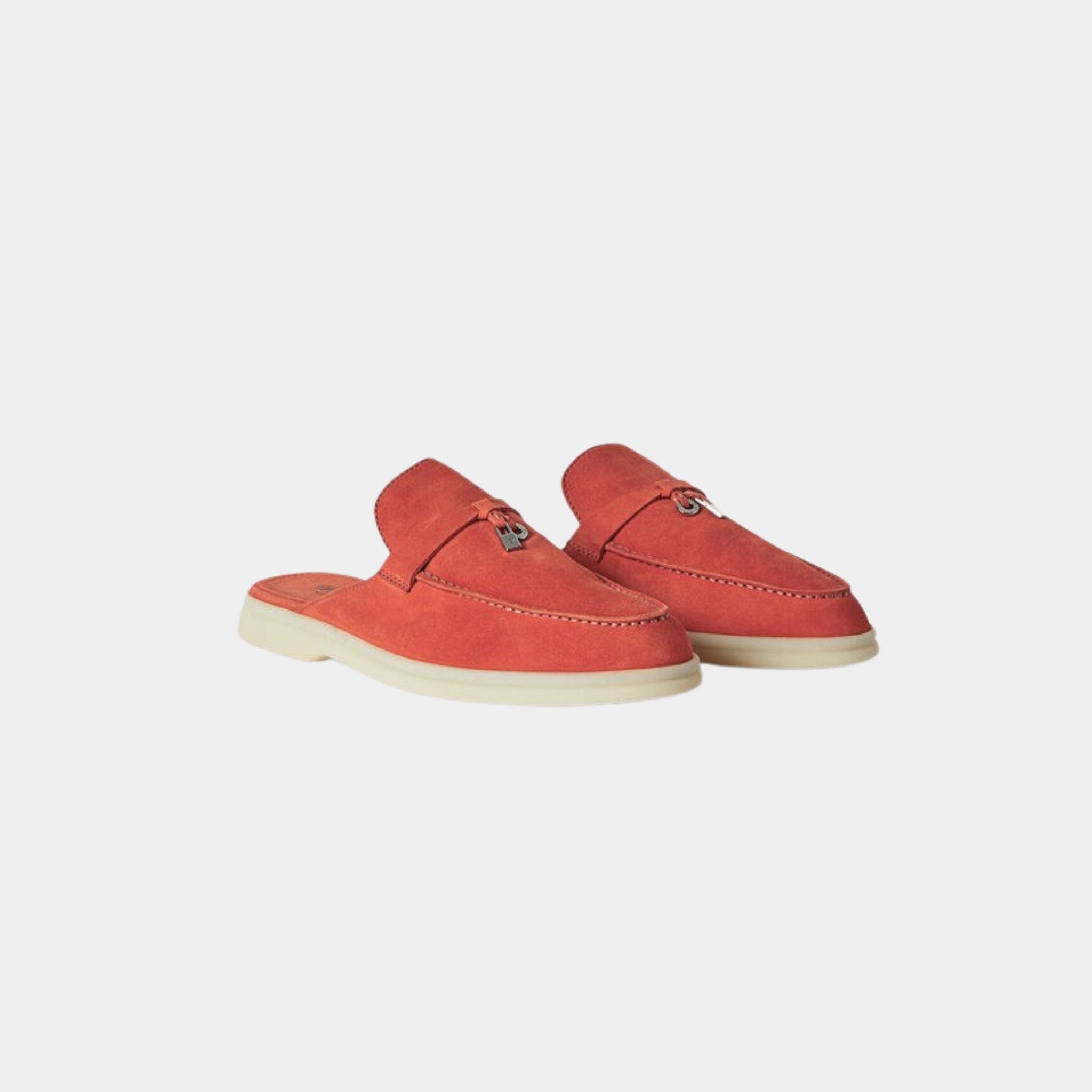 Loro Piana Babouche Charms Walk Loafers, Orange Flame, Front View
