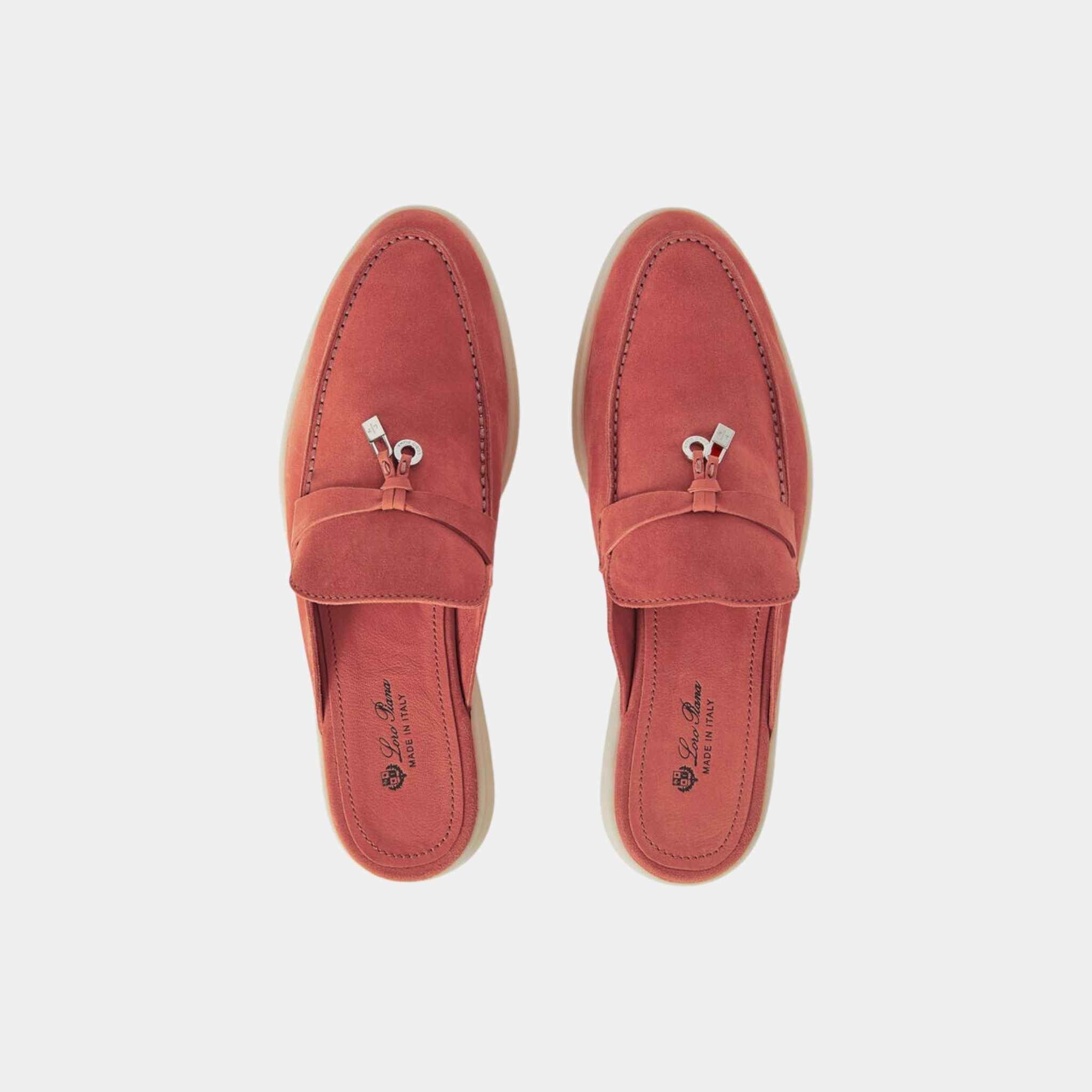 Loro Piana Babouche Charms Walk Loafers, Orange Flame, Top View