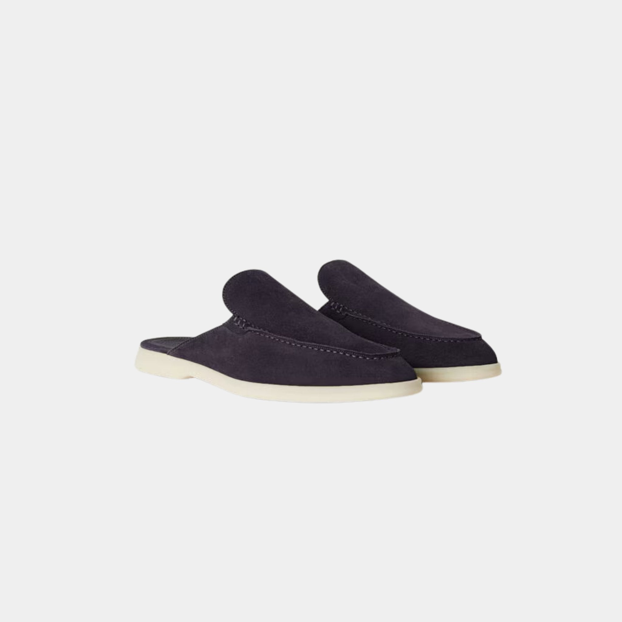 Loro Piana Babouche Walk Loafer In Suede, Navy Blue, Front