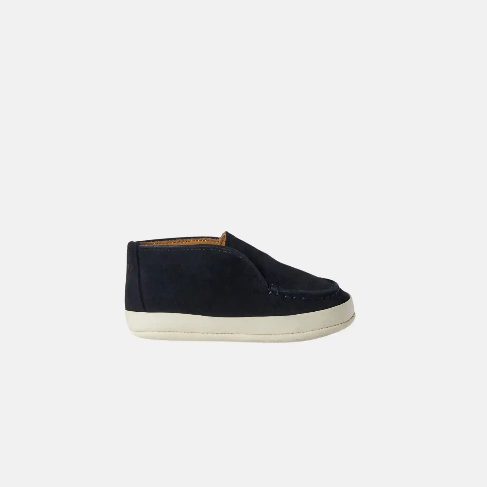 Loro Piana Baby Open Walk Ankle Boot in Suede, Navy Blue, Side