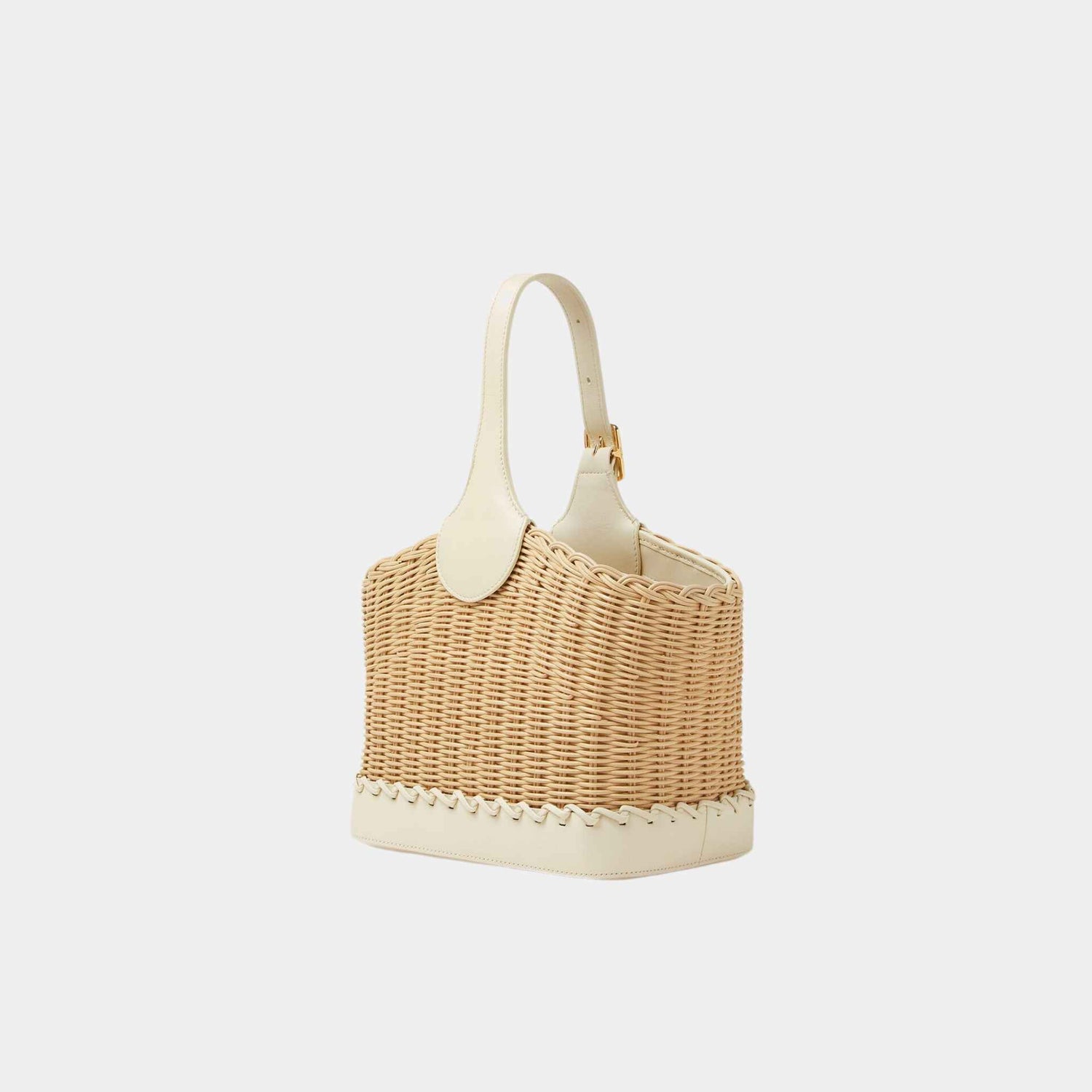 Loro Piana Bobbin Bucket Bag Wicker, Whisper White, Back