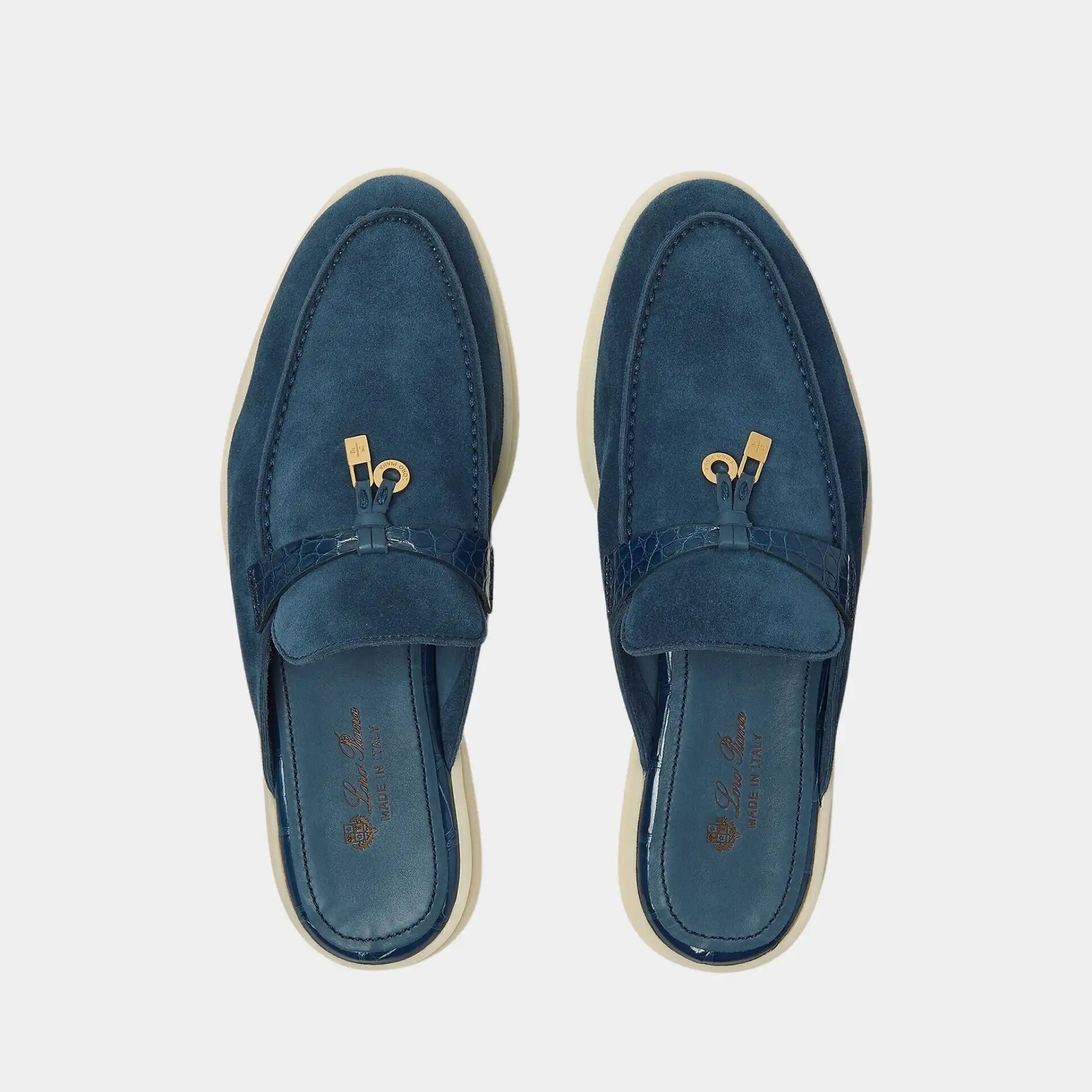 Charms Walk Babouche Loafer Suede With Alligator Saddles