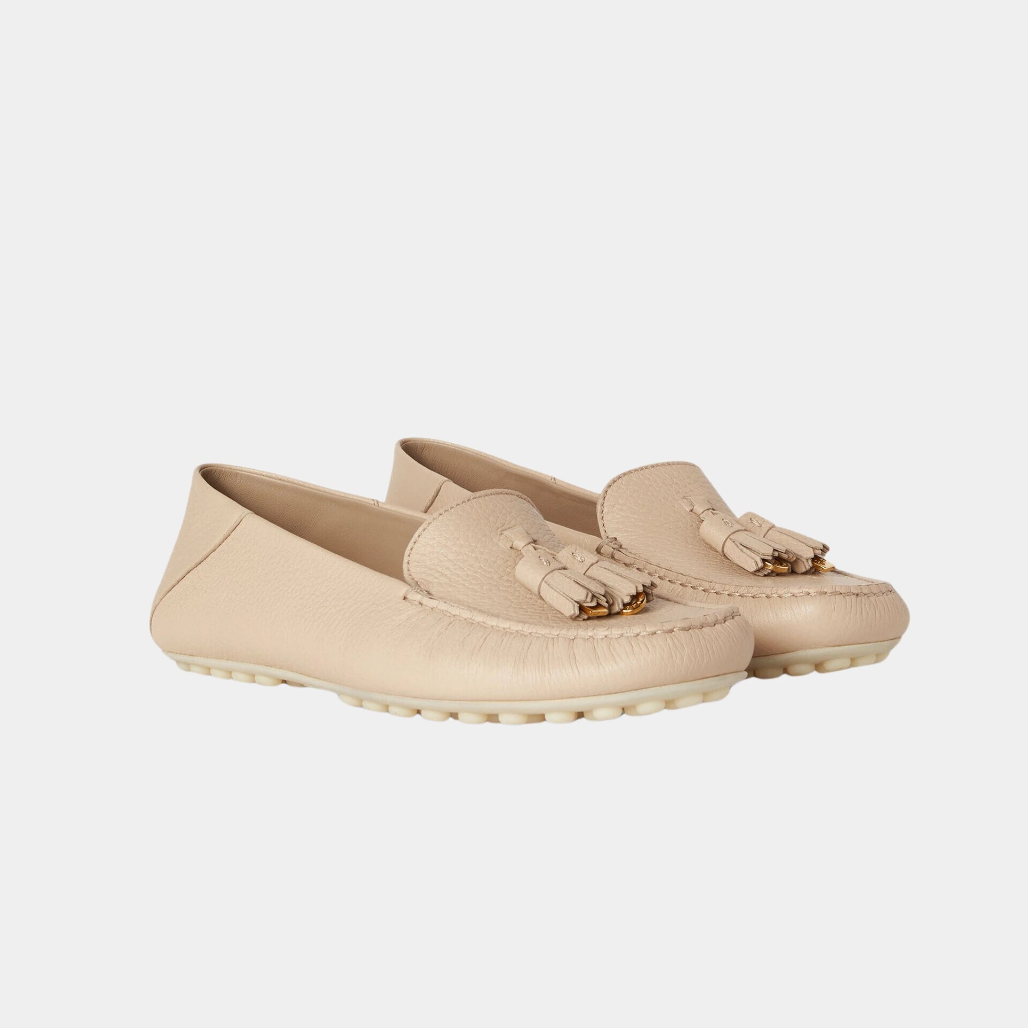 Loro Piana Dot Sole Walk Loafer in Deerskin, Natural Light Camel, Front