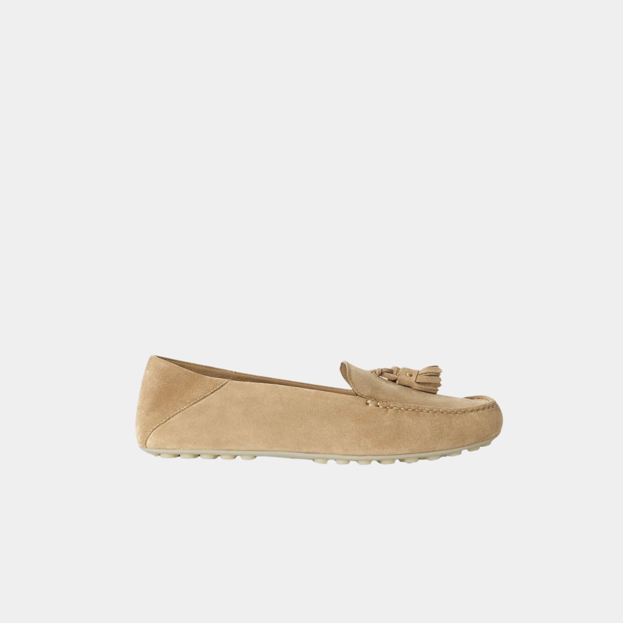 Loro Piana Dot Sole Walk Loafer Suede Goatskin, Cashew Butter, Side