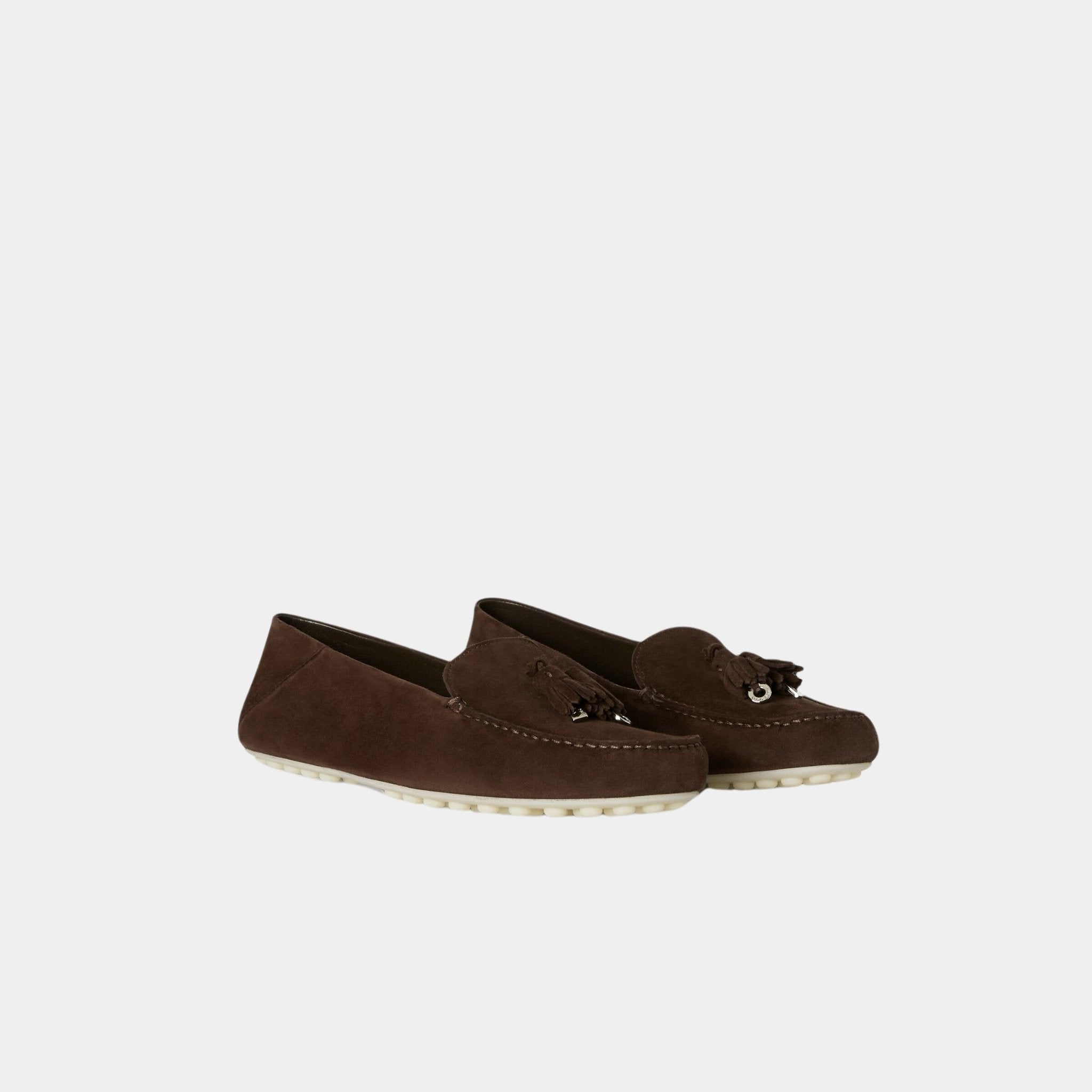 Loro Piana Dot Sole Walk Loafer Suede Goatskin, Chocolate, Front