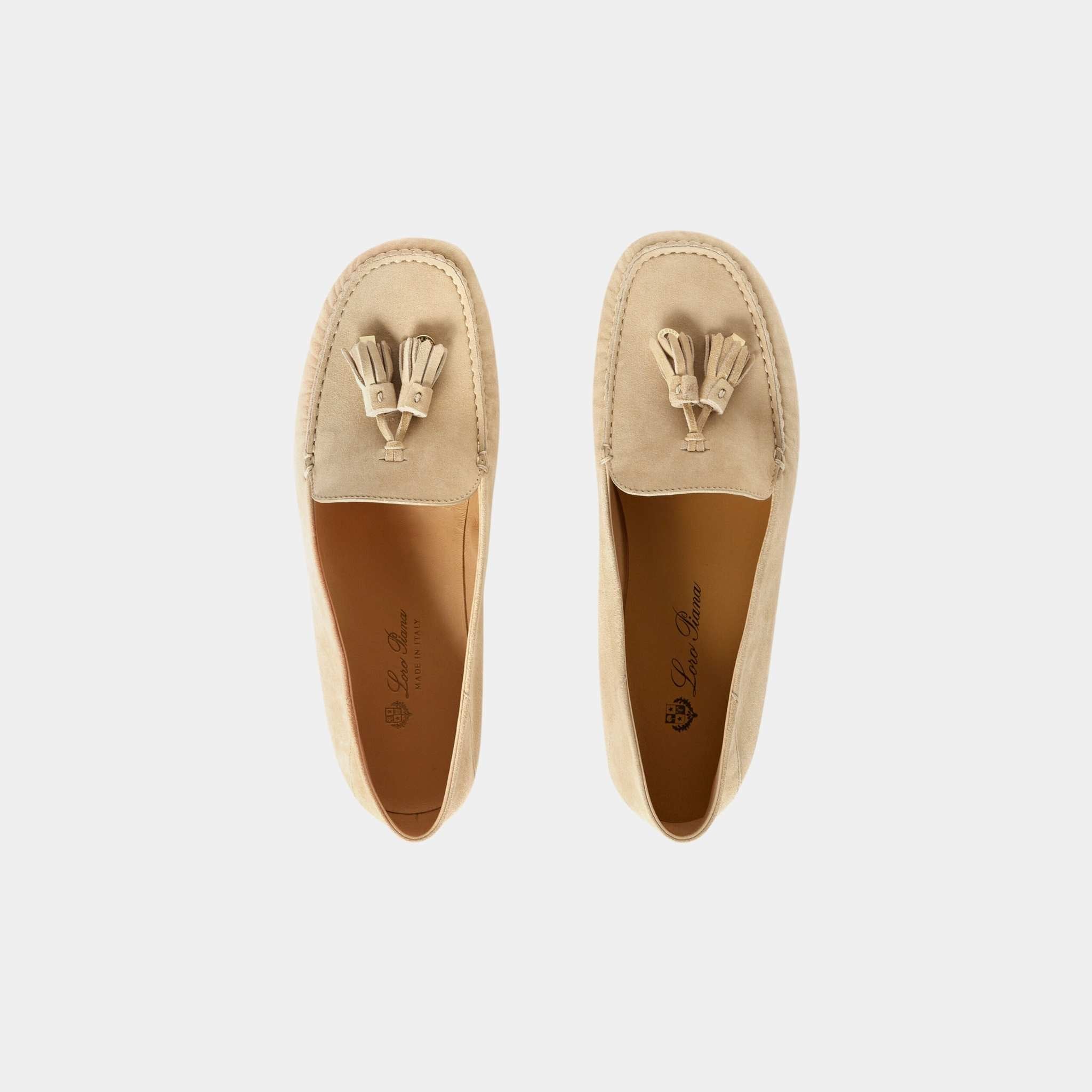 Loro Piana Dot Sole Walk Loafer Suede Goatskin, Melonpan, Top