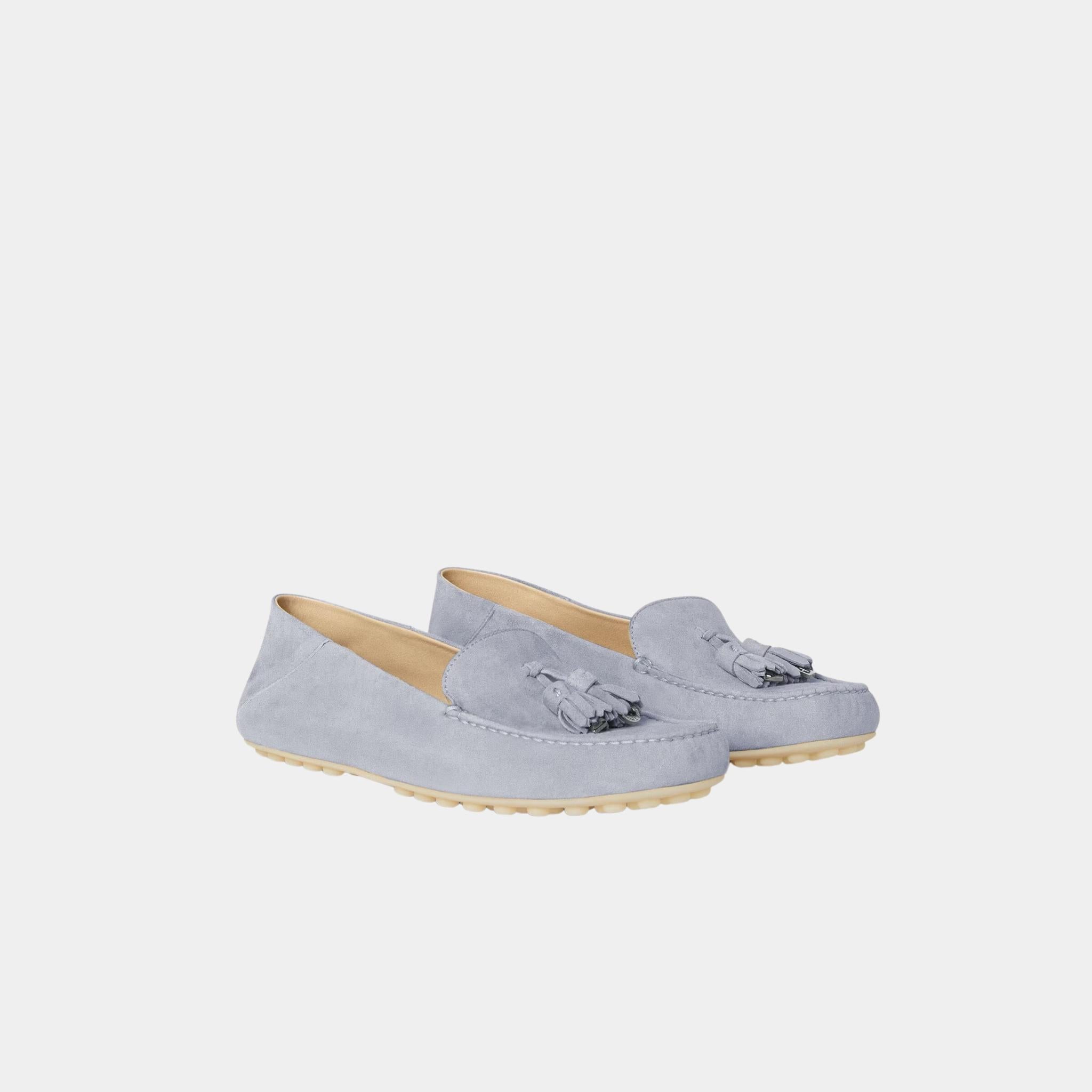 Loro Piana Dot Sole Walk Loafer Suede Goatskin, Zircon, Front