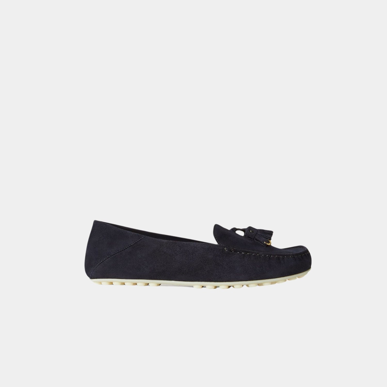 Loro Piana Dot Sole Walk Suede Goatskin Loafer, Blue Navy, Sun Gold, Side