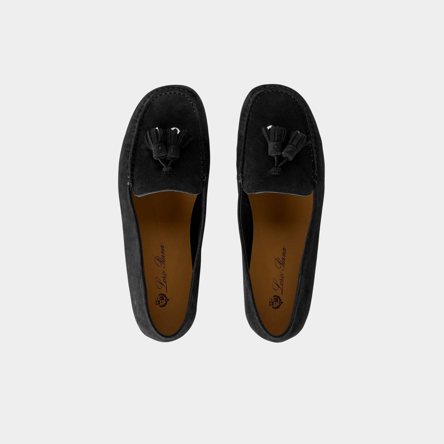 Loro Piana Dot Sole Walk Suede Goatskin Loafer, Caviar, Top
