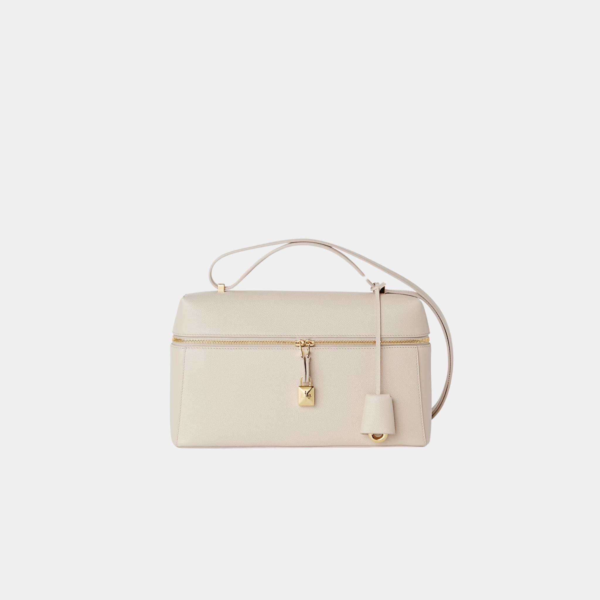 Loro Piana Extra Bag L27 In Calfskin, Light Travertine, Front