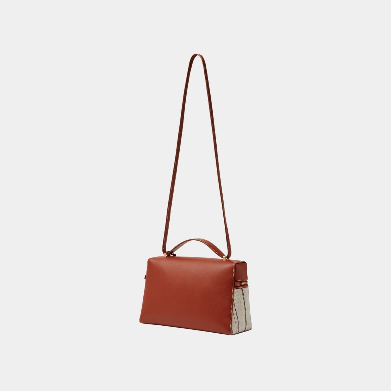 Loro Piana Extra Bag L27 Linen-Calfskin, Deep Kummel, Back