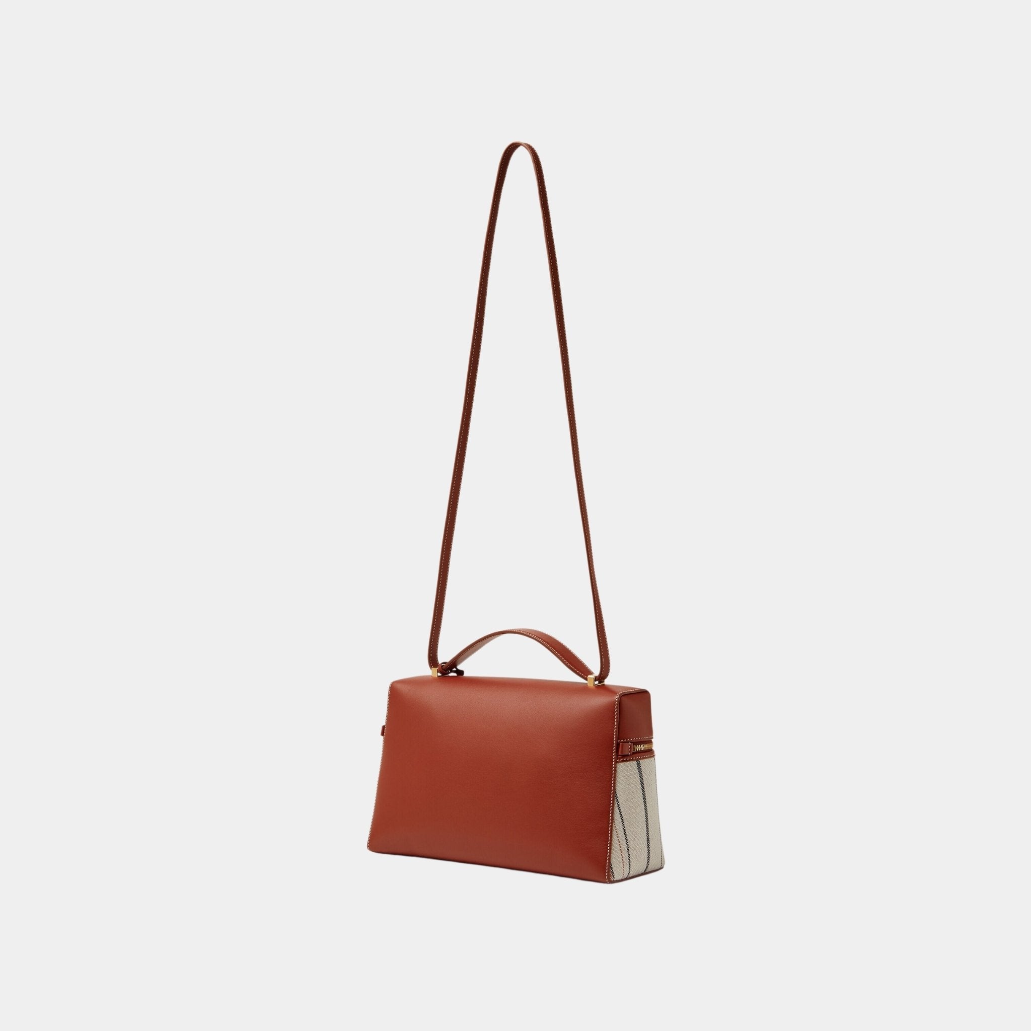 Loro Piana Extra Bag L27 Linen-Calfskin, Deep Kummel, Back
