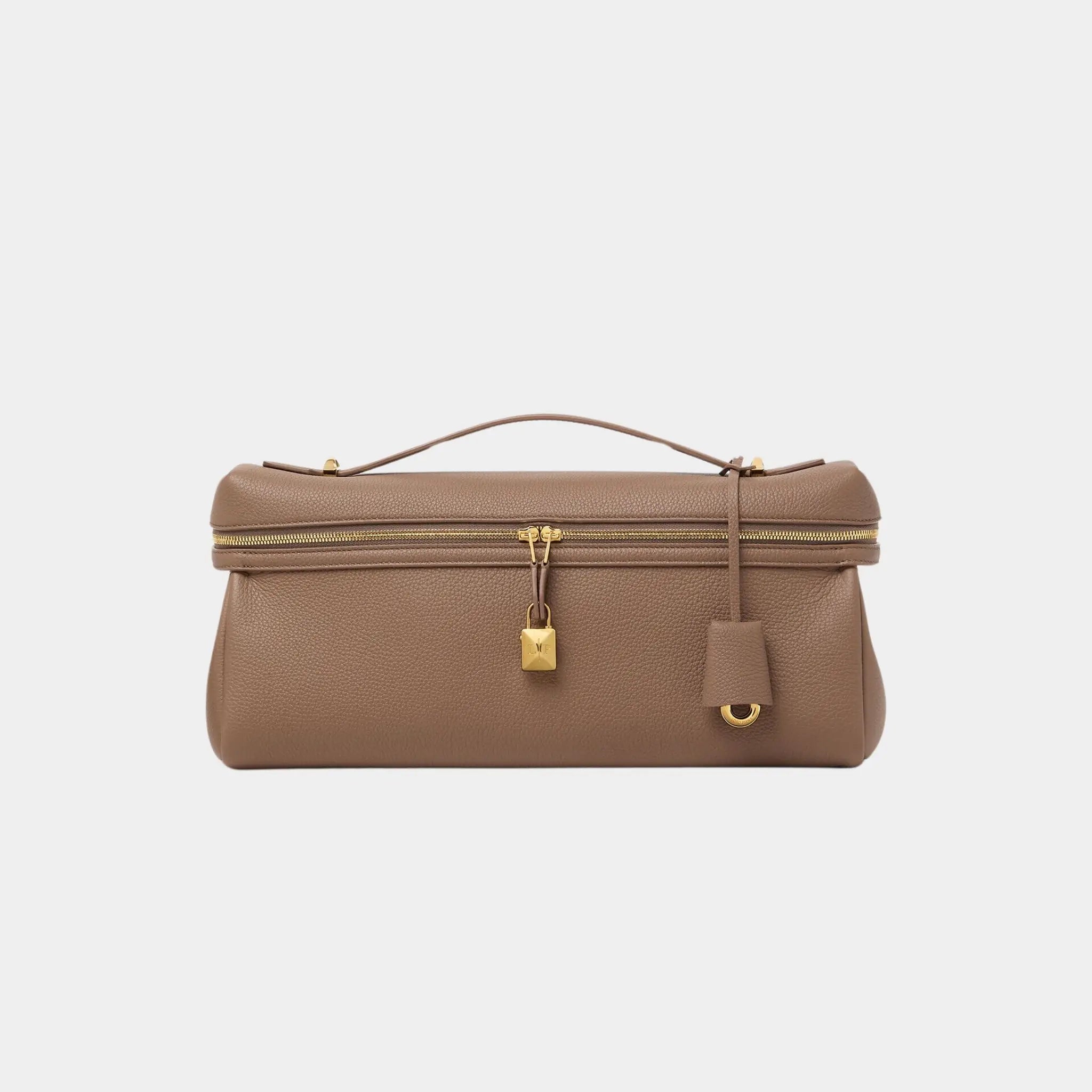 Loro Piana Extra Softy Bag L33 Calfskin, Fossil Sun Gold, Front
