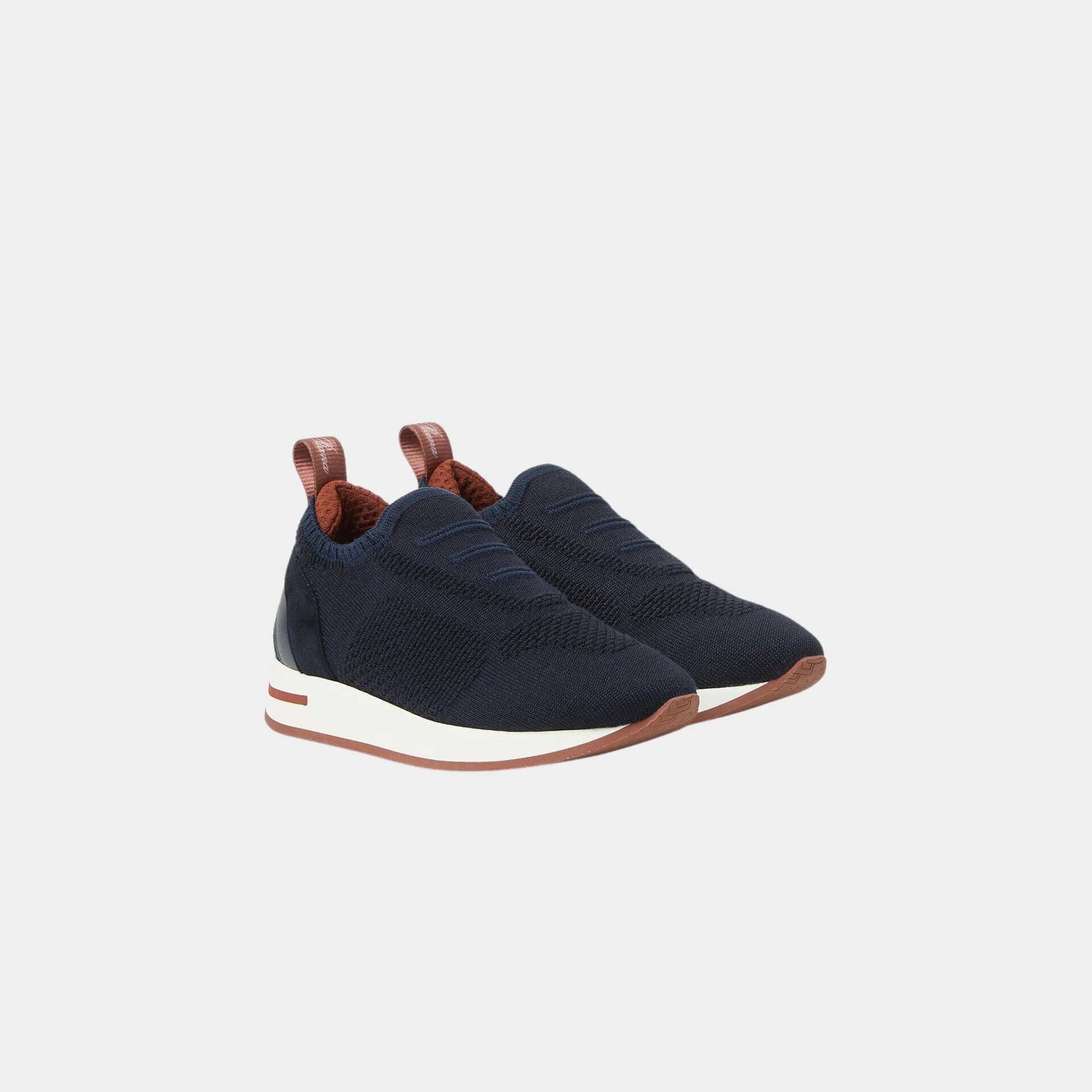 Loro Piana Kids 360 Slip On Sneaker in Wish Wool, Navy Blue, Front