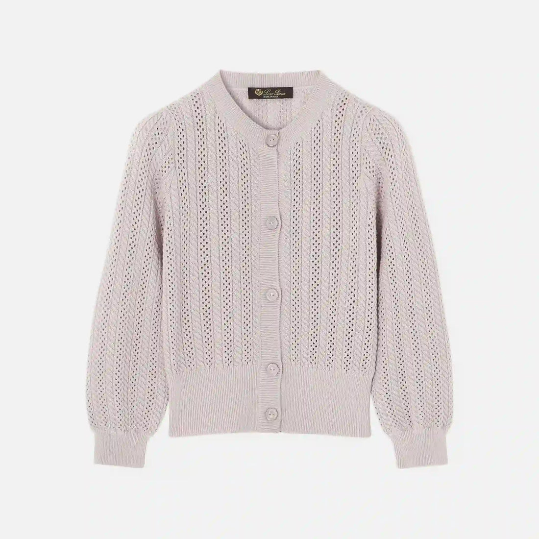 Loro Piana Kids Cherie Cardigan in Virgin Wool Silk Cashmere, Pink Dawn, Front