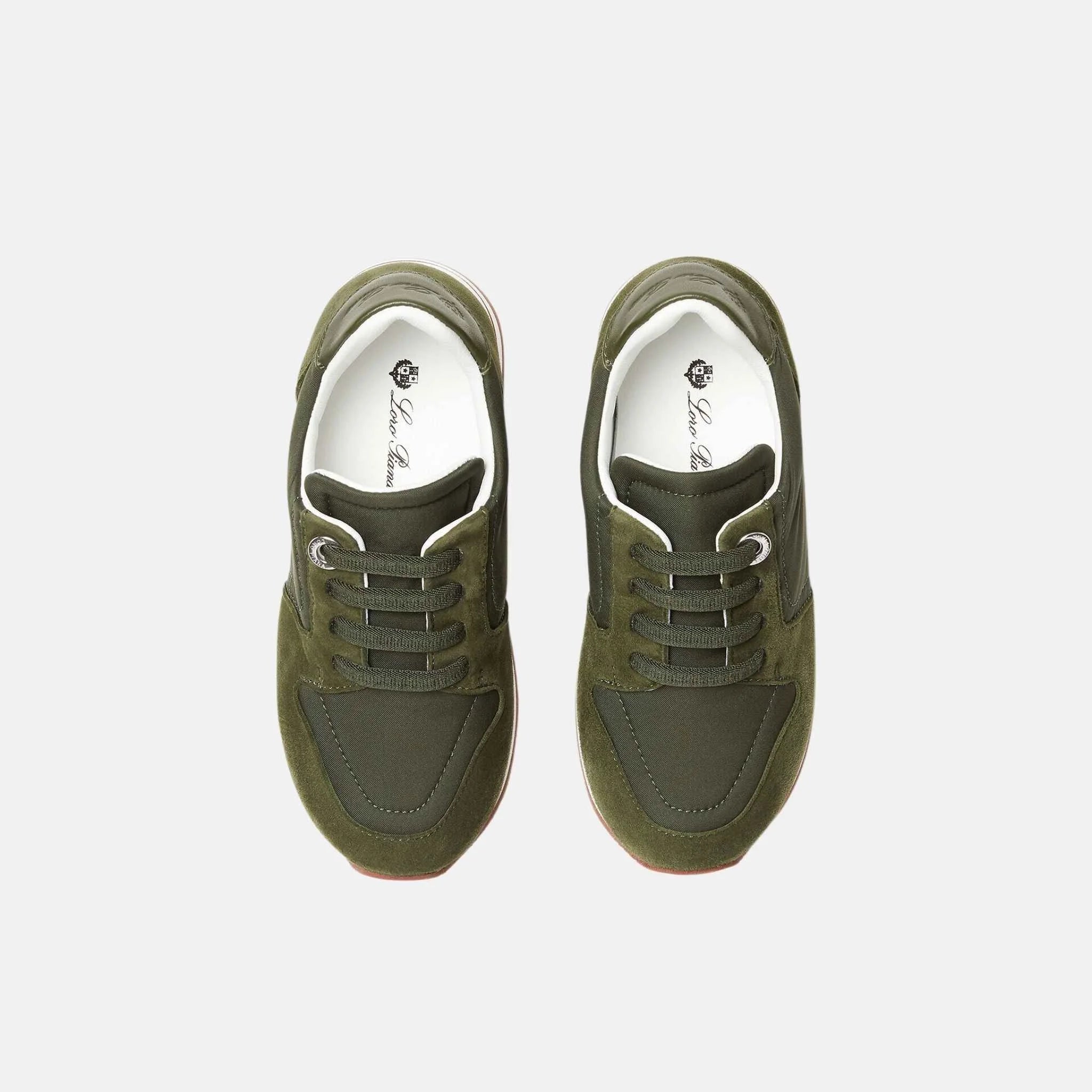 Loro Piana Kids My Wind Sneaker Suede Goatskin Storm System, Ribbon Green, Top