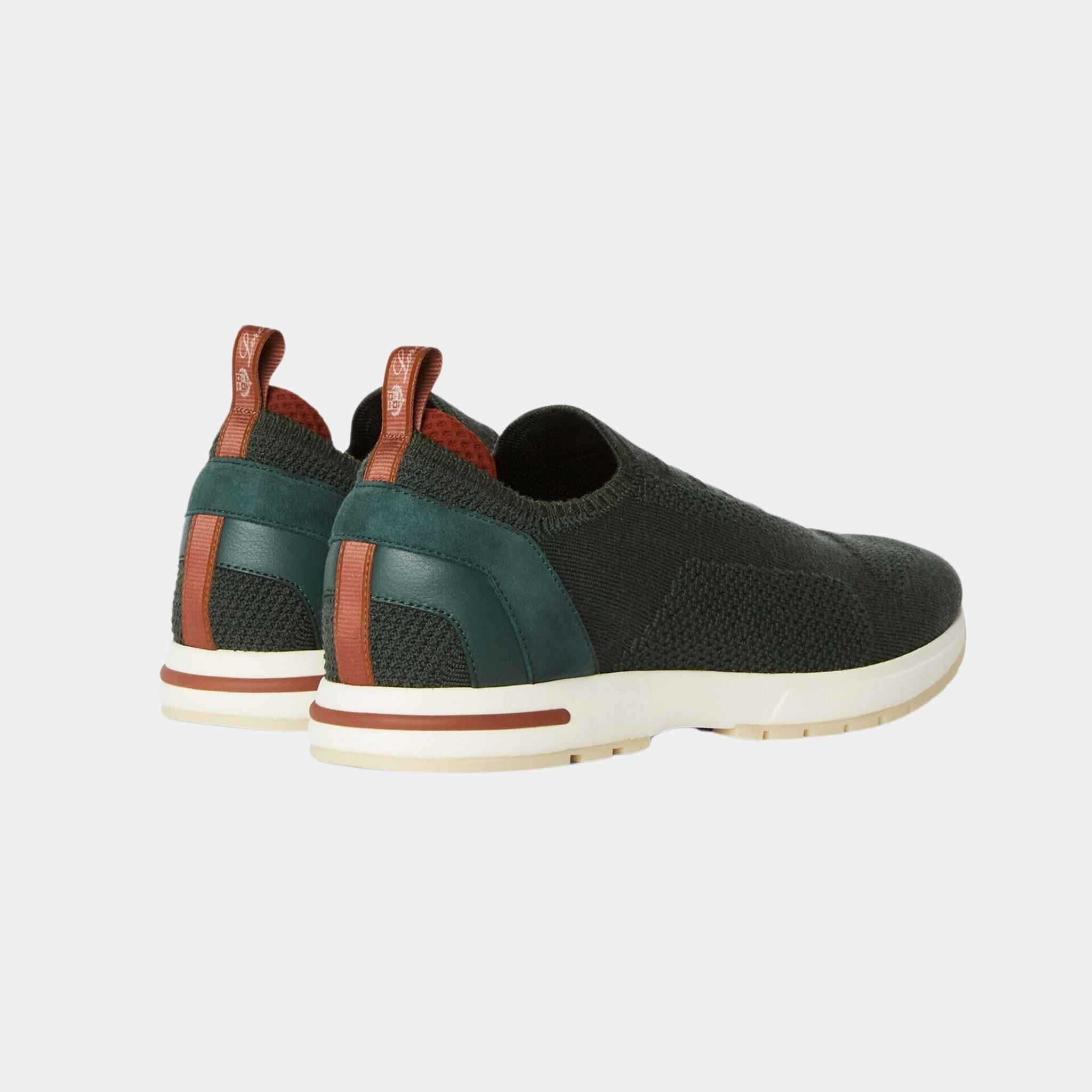Loro Piana 360 LP Flexy Walk Sneakers With Kummel Colored Eyelets, Agano Green, Back