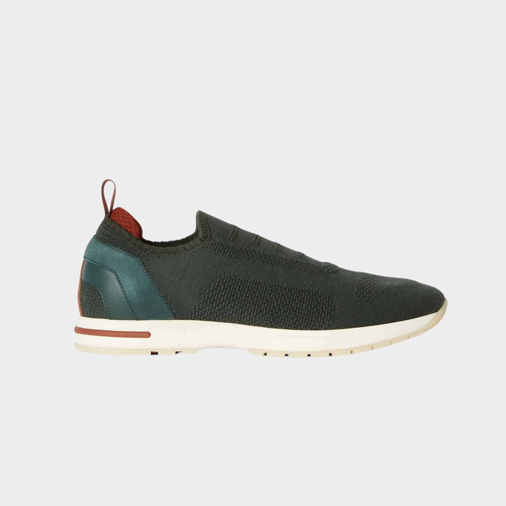 Loro Piana 360 LP Flexy Walk Sneakers With Kummel Colored Eyelets, Agano Green, Side
