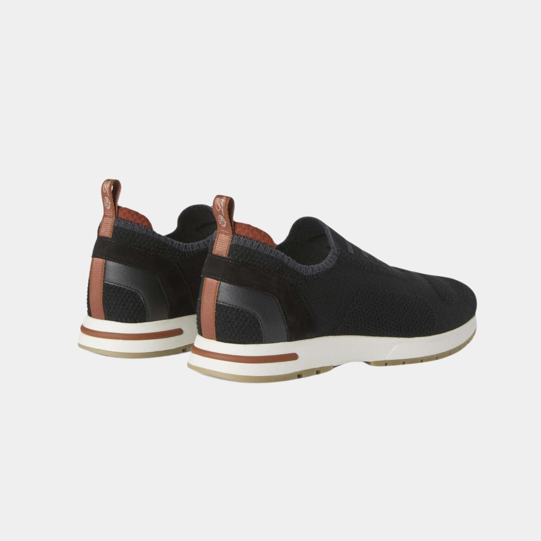 Loro Piana 360 LP Flexy Walk Sneakers With Kummel Colored Eyelets, Black, Back
