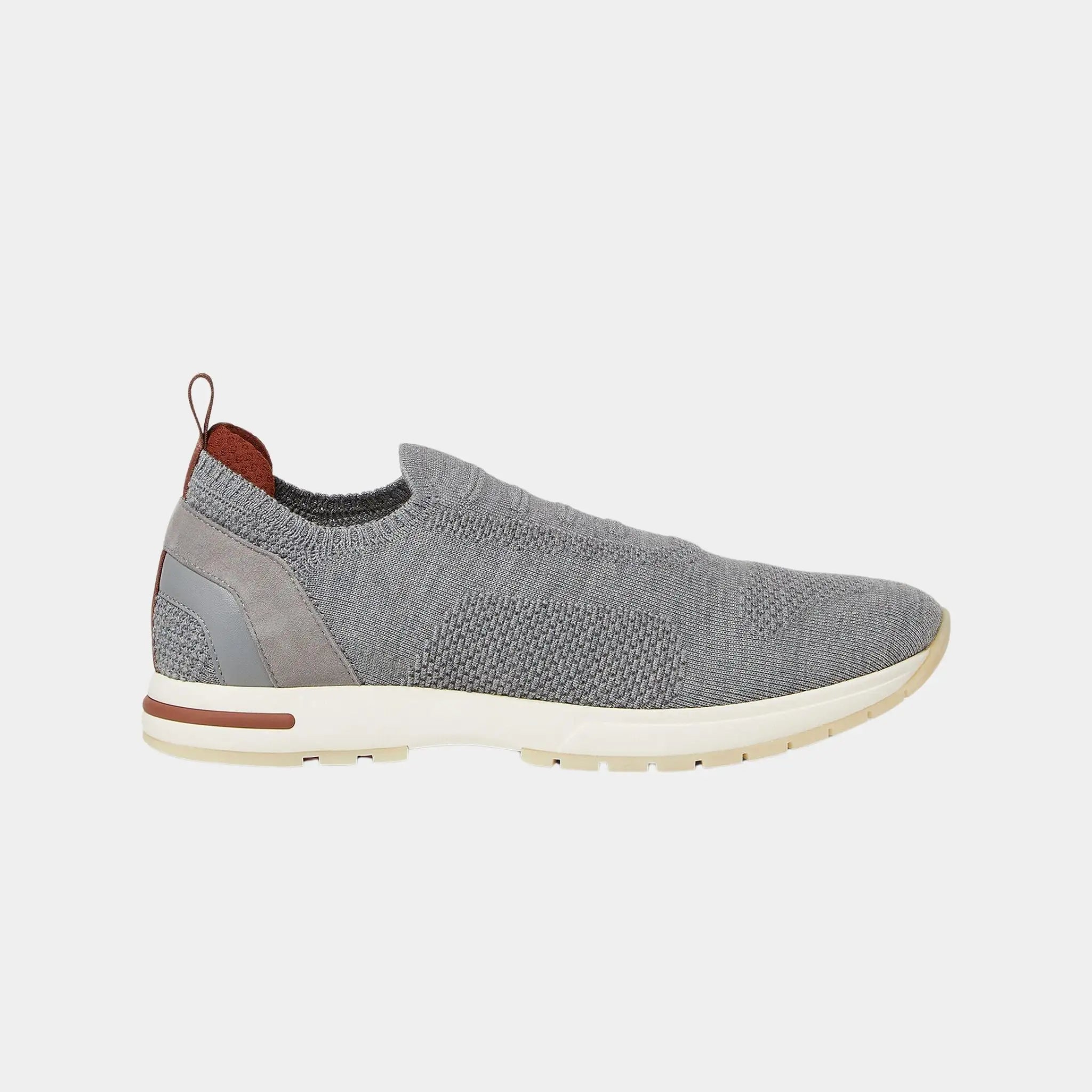 Loro Piana 360 LP Flexy Walk Sneakers With Kummel Colored Eyelets, Solid Flannel Gray, Side