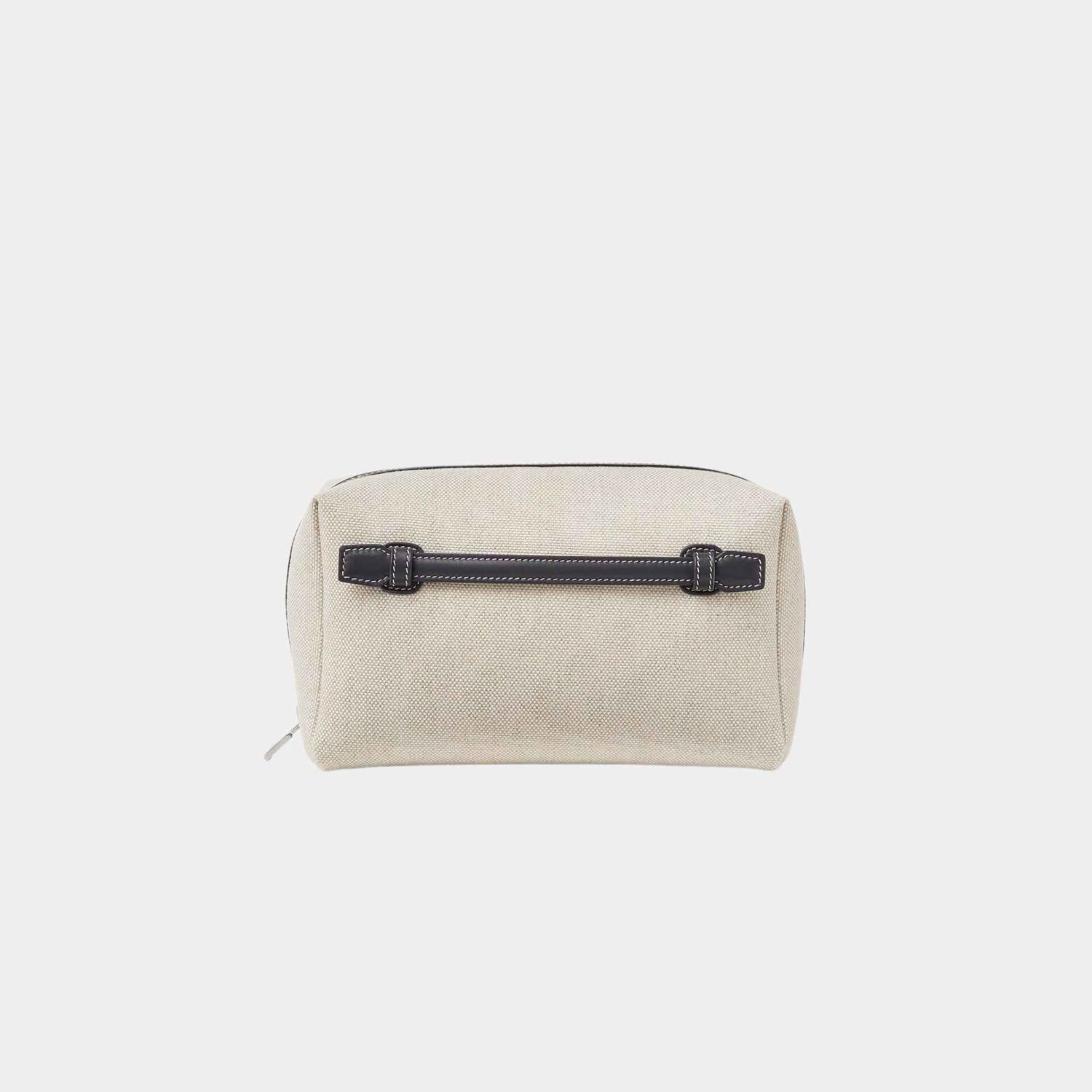 Loro Piana Medium Extra Travel Pouch Cotton-Linen, Natural, Stonehenge, Front