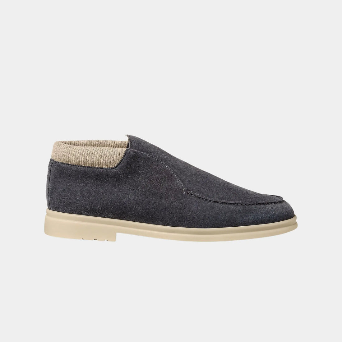 Loro Piana Open Wintery Walk Ankle Boot in Suede, Obsidian Gray, Side