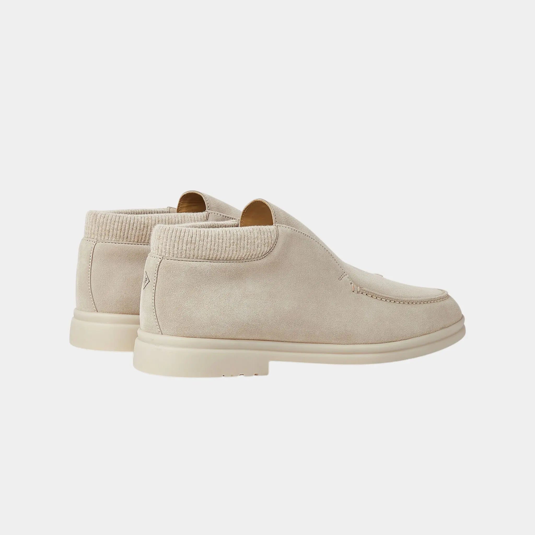 Loro Piana Open Wintery Walk Ankle Boot in Suede, Powder Pearl, Back