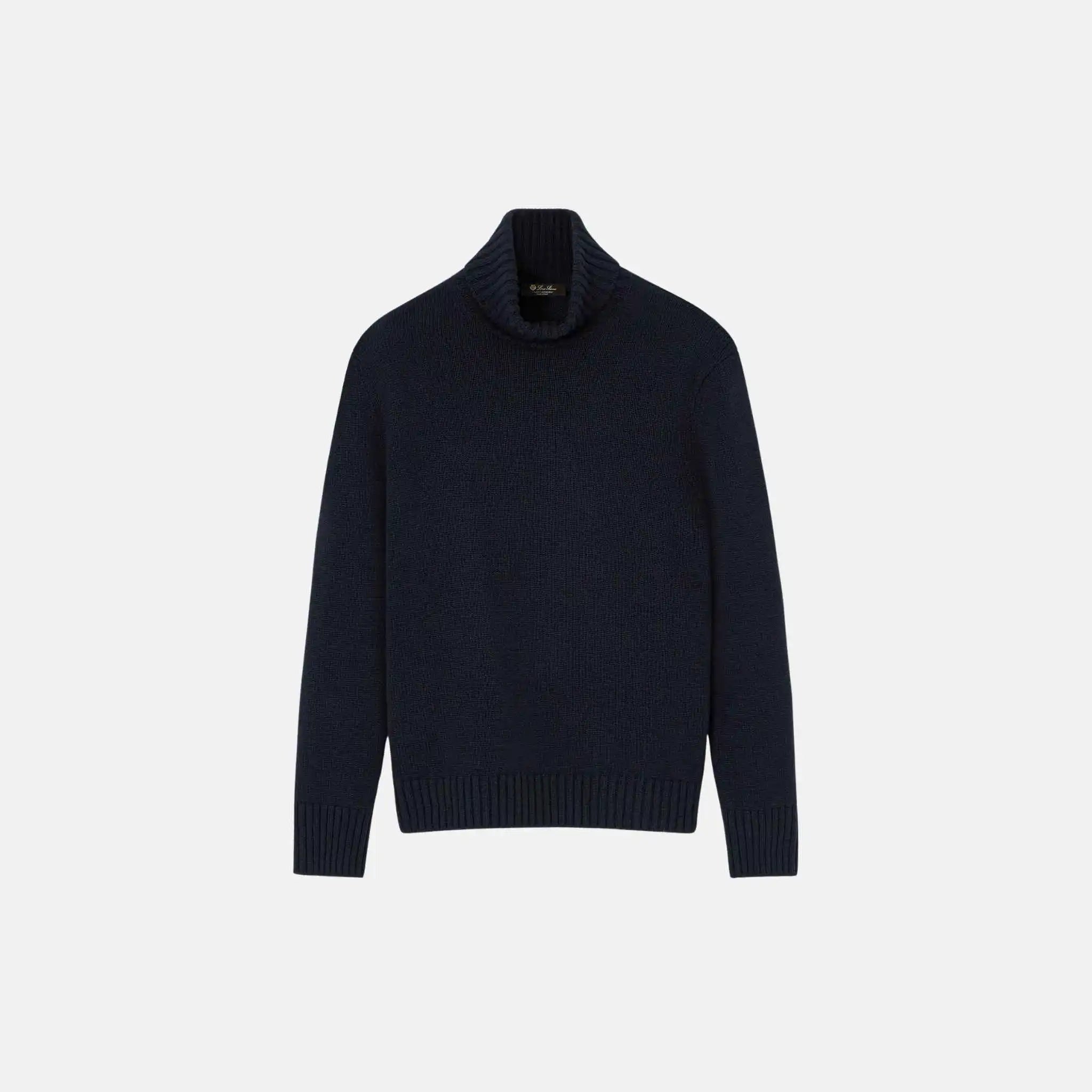 Loro Piana Parksville Turtleneck Baby Cashmere, Navy Blue, Front