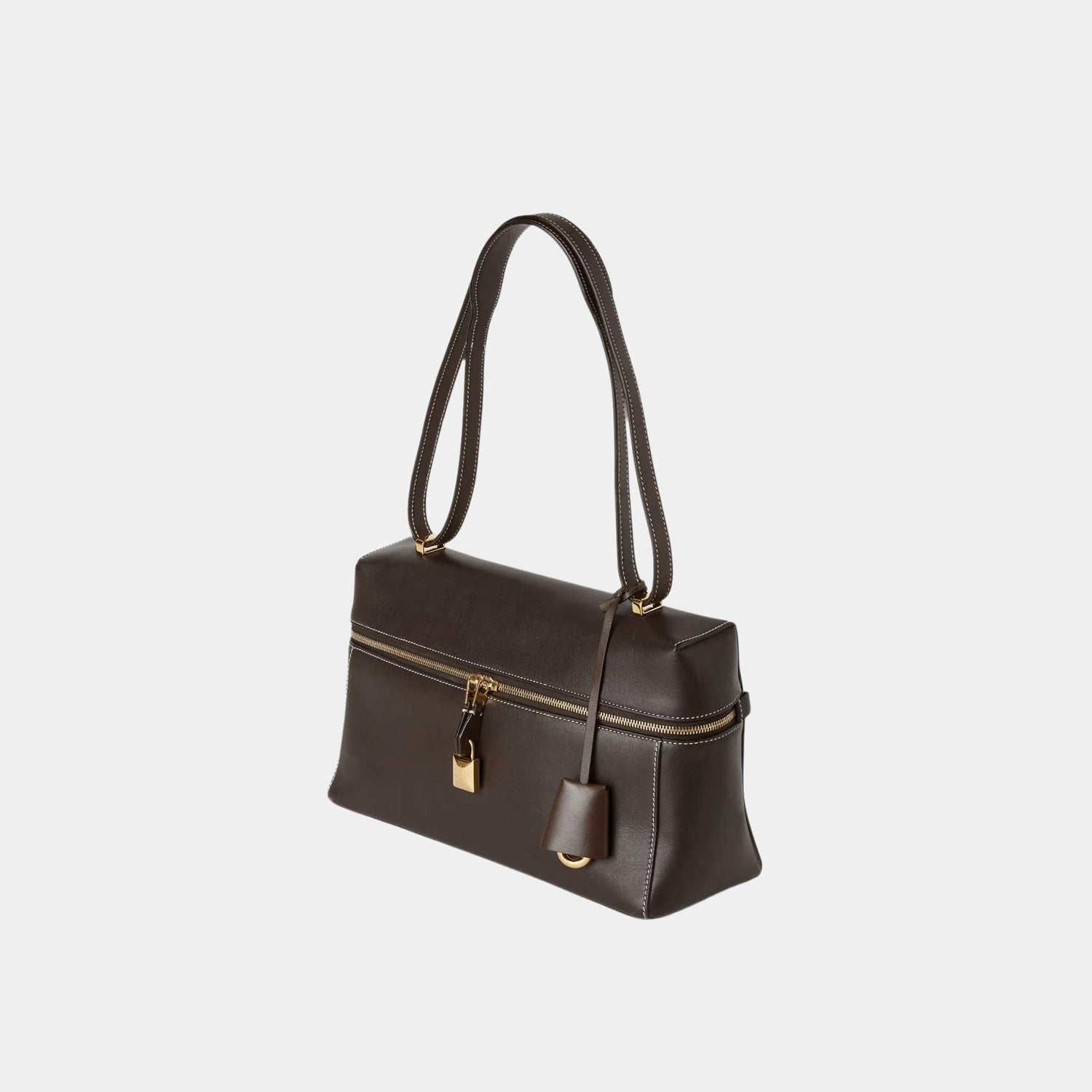 Loro Piana Extra Bag L27 In Smooth Calfskin, Dark Chocolate Licorice, Side