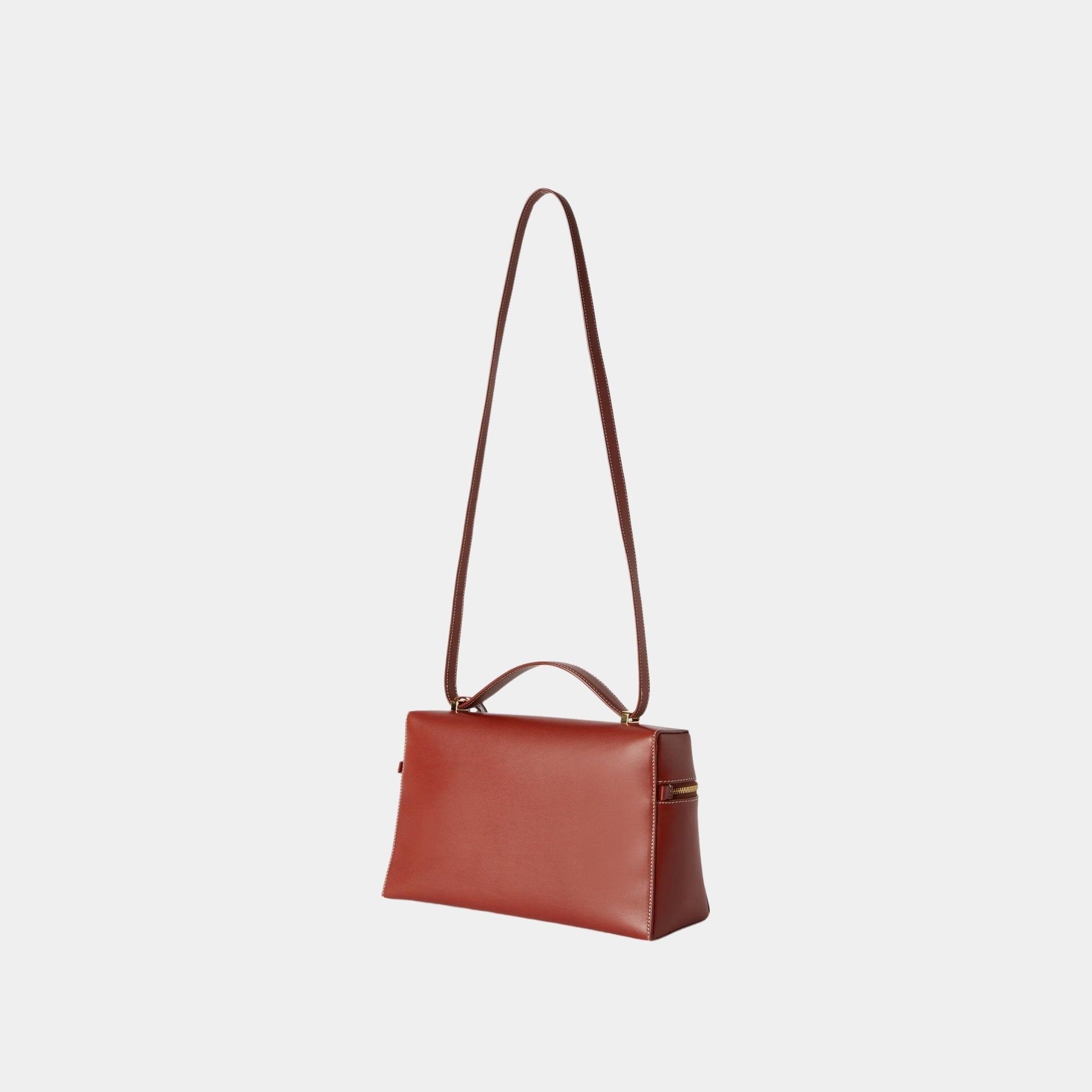 Loro Piana Extra Bag L27 In Smooth Calfskin, Deep Kummel, Back