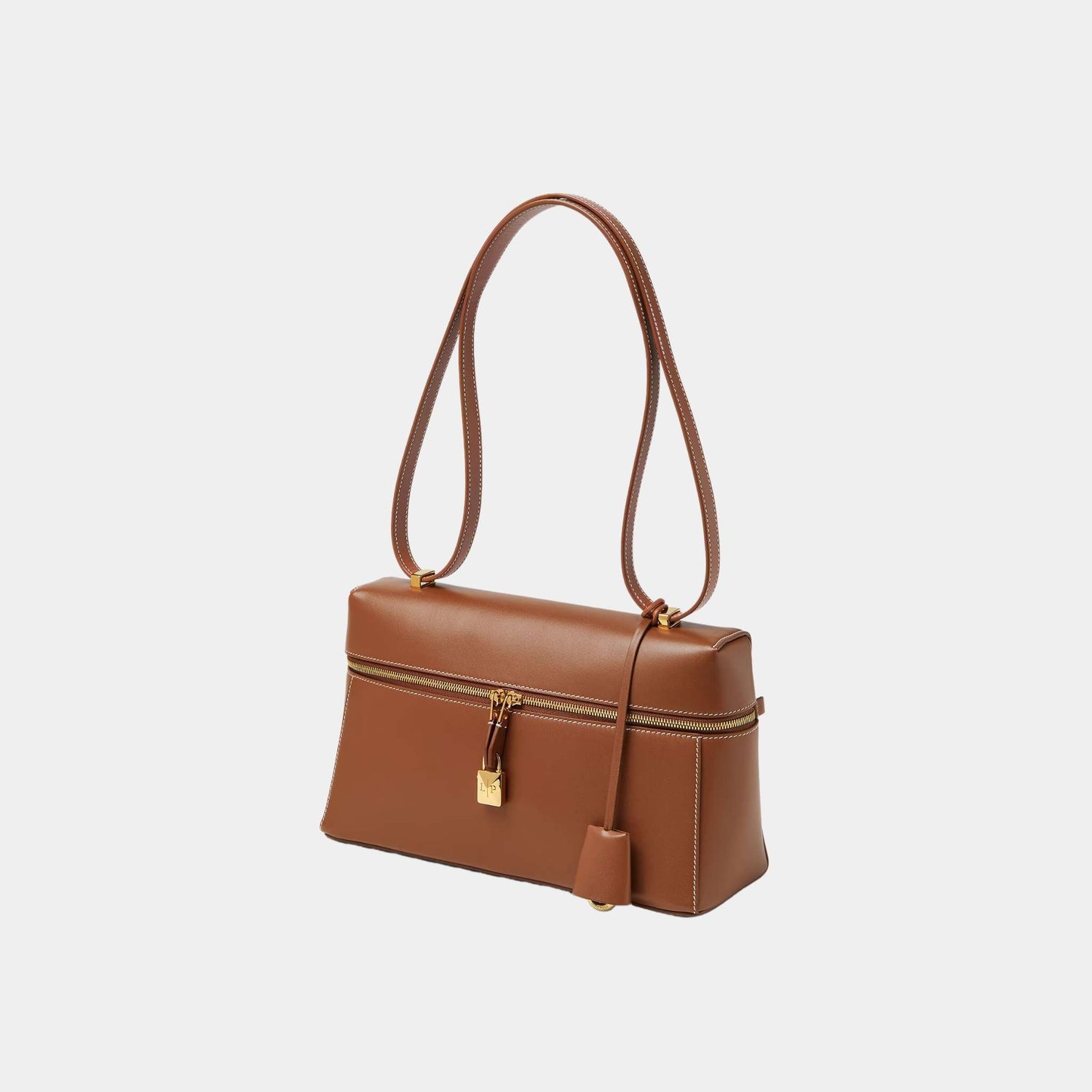 Loro Piana Extra Bag L27 In Smooth Calfskin, Mole, Side