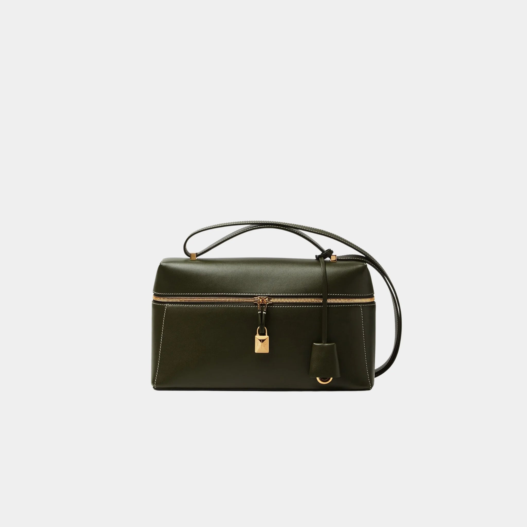 Loro Piana Extra Bag L27 In Smooth Calfskin, Ribbon Green, Front