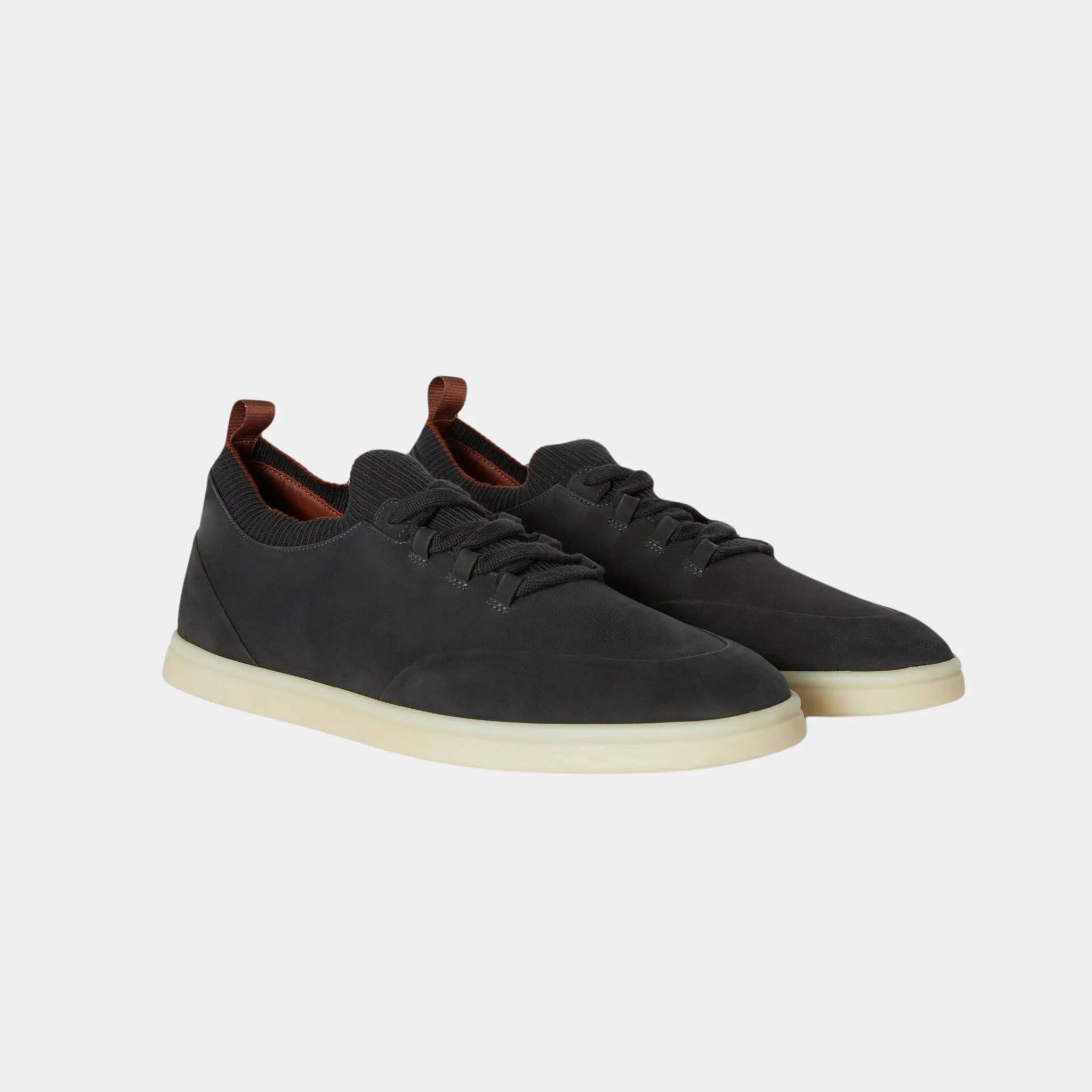 Loro Piana Soho Walk Sneakers Calfskin, Chacoral Gray, Front