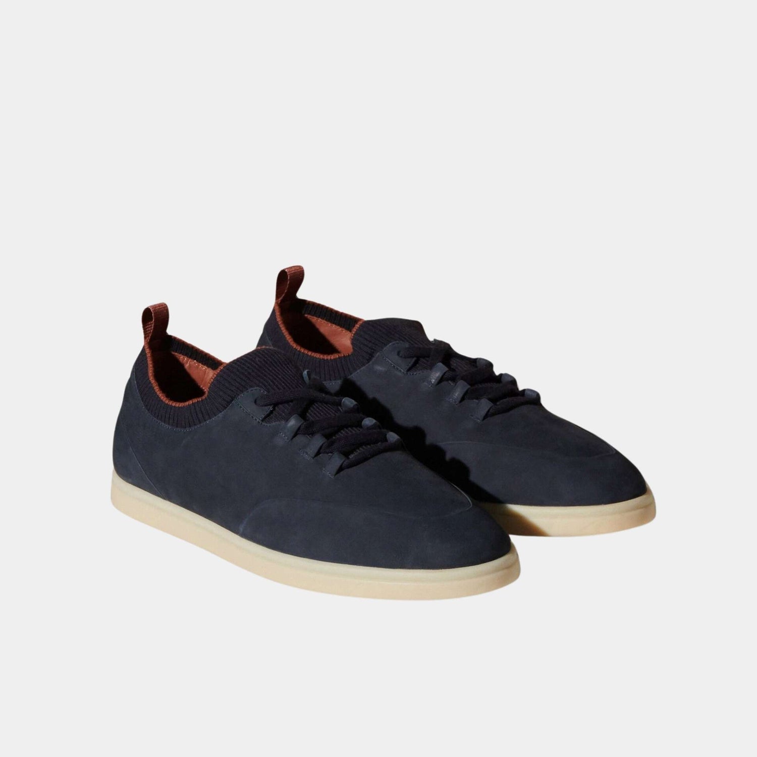 Loro Piana Soho Walk Sneakers Calfskin, Navy Blue, Front