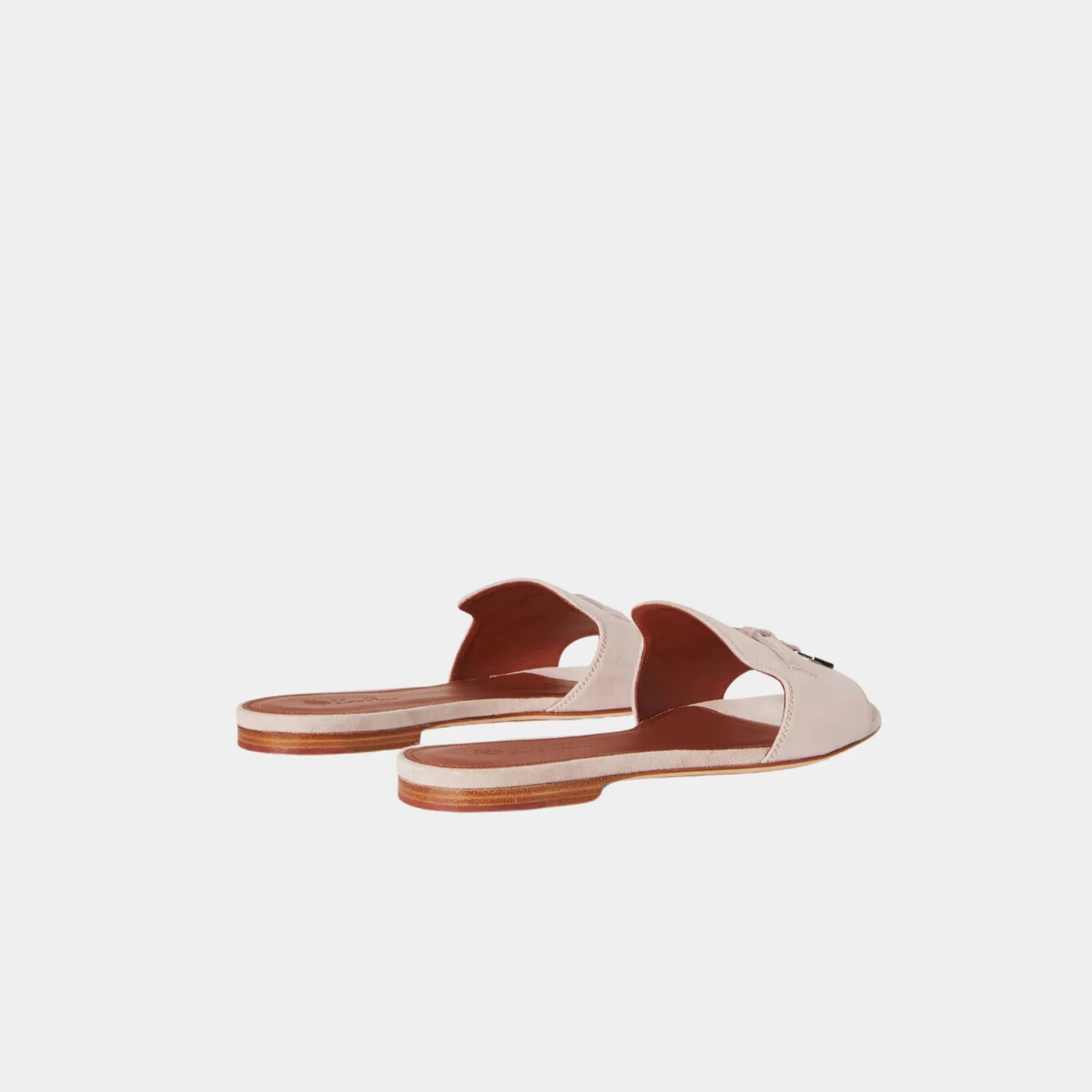 Loro Piana Summer Charms Sandal Flat In Suede Goatskin, Pink Nouveau, Back