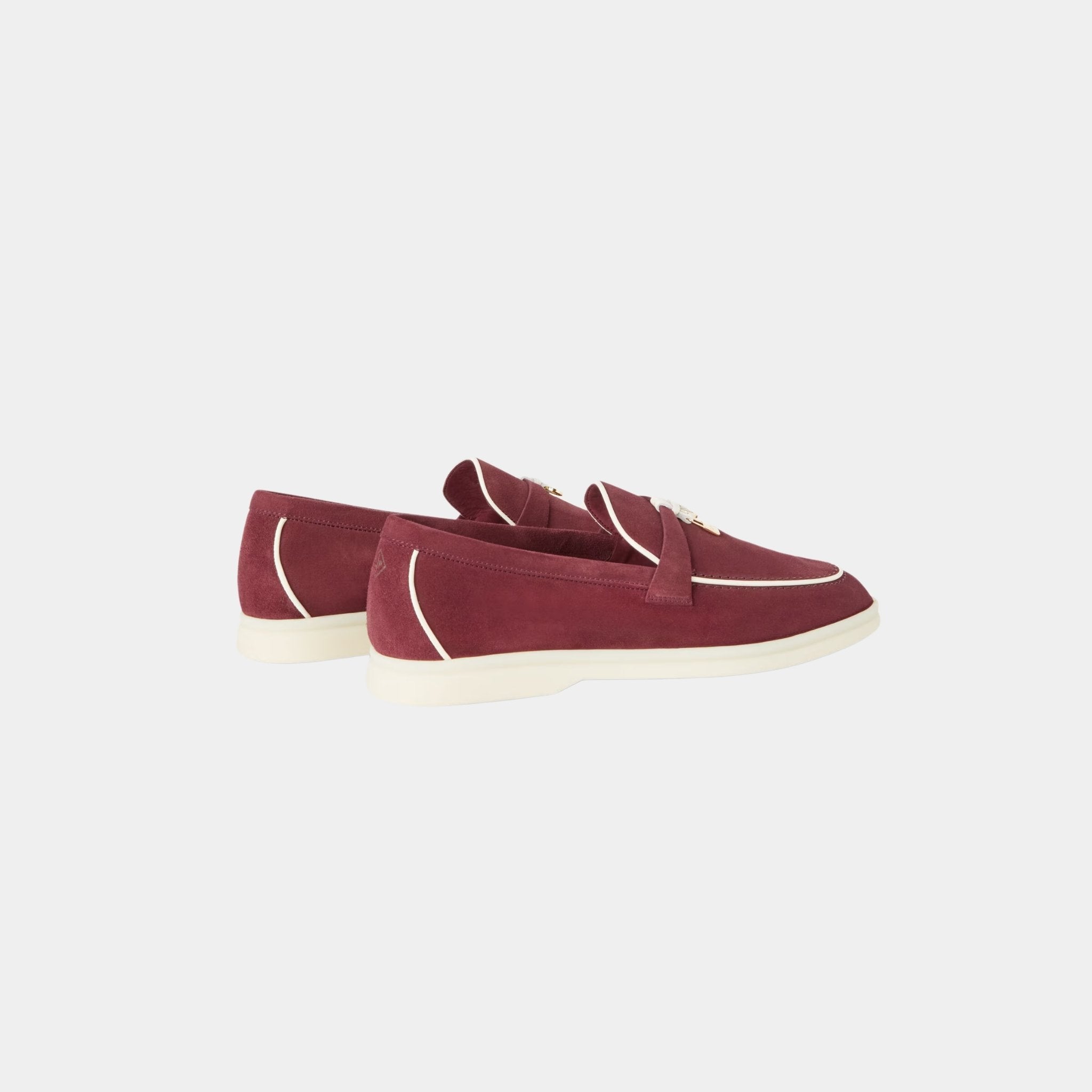 Loro Piana Summer Charms Walk Loafers In Suede Goatskin, Azuki Beans, Back
