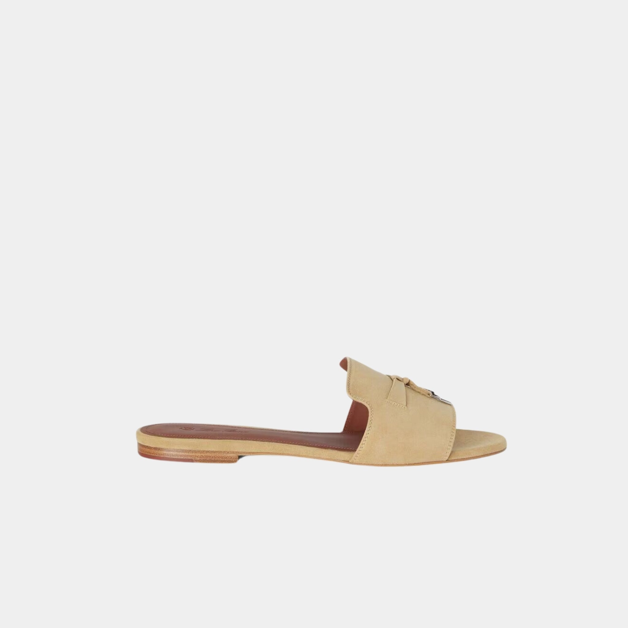 Loro Piana Summer Charms Sandal Flat Suede Goatskin, Egyptian Rock, Side