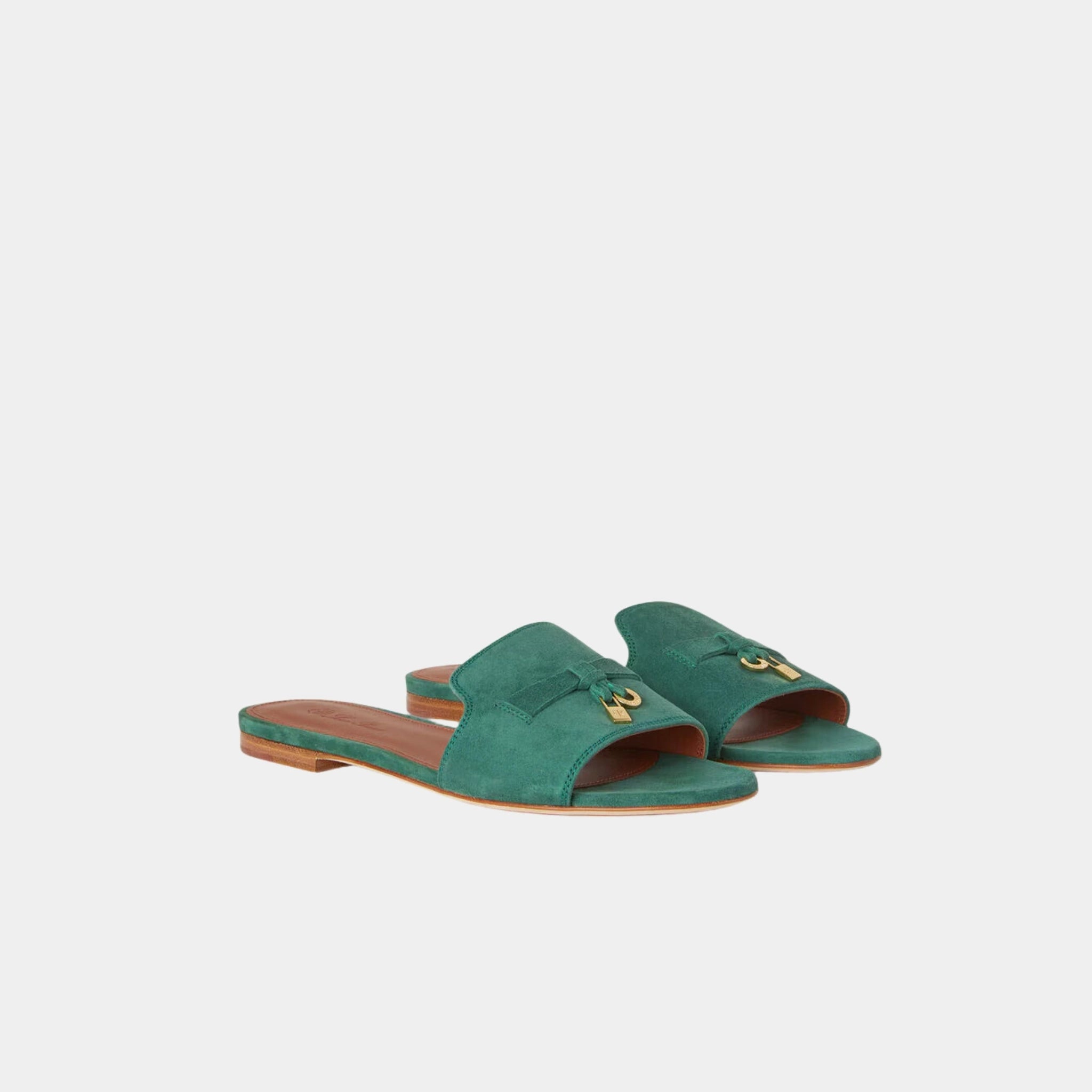 Loro Piana Summer Charms Sandal Flat Suede Goatskin, Jazz Club, Front