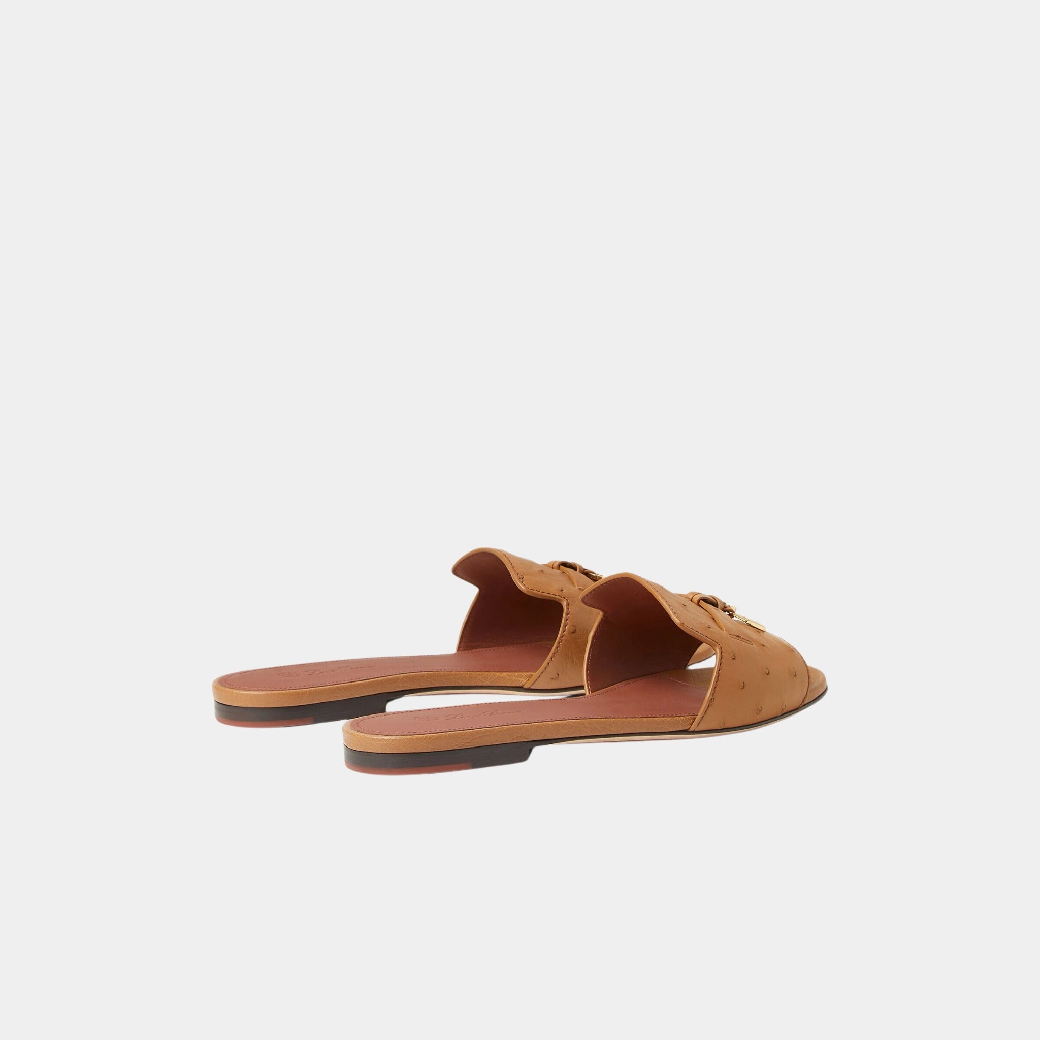 Loro Piana Summer Charms Sandal Flats Ostrich Leather, Colour Vicuna, Back