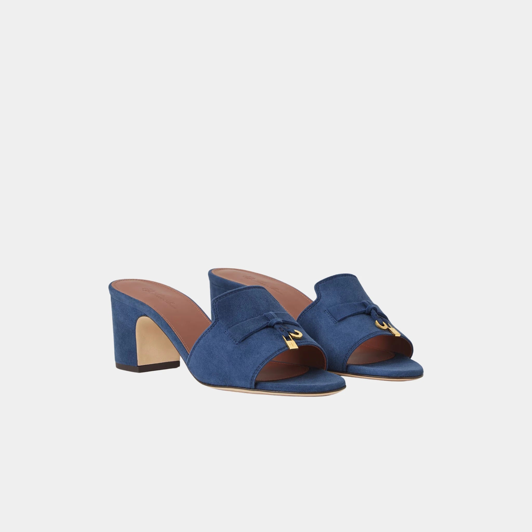 Loro Piana Summer Charms Sandal Heeled, Ocean Cavern, Front