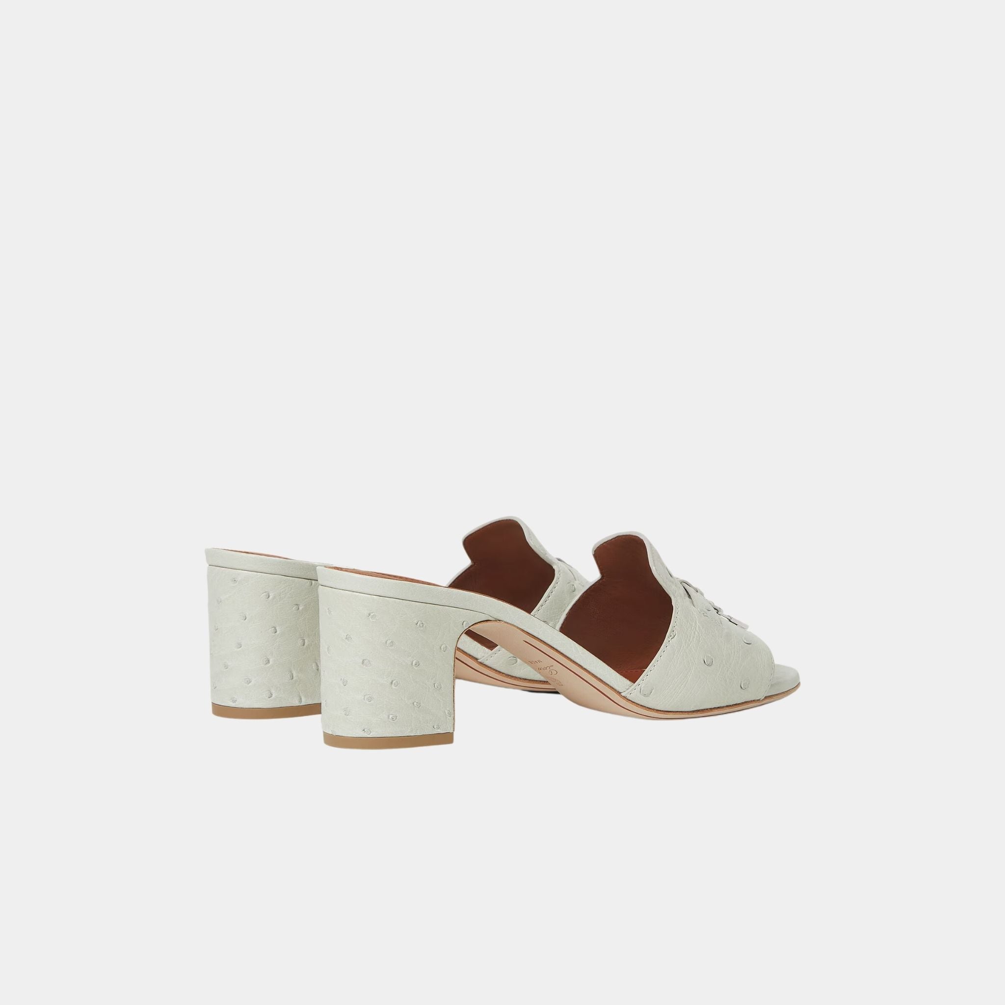 Loro Piana Summer Charms Sandal Heeled Ostrich Leather, Deep Ice, Back