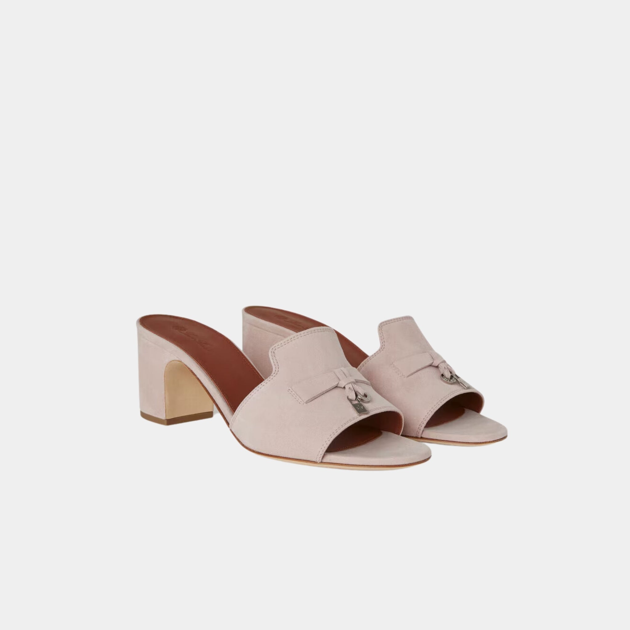 Loro Piana Summer Charms Sandal Heeled, Pink Nouveau, Front