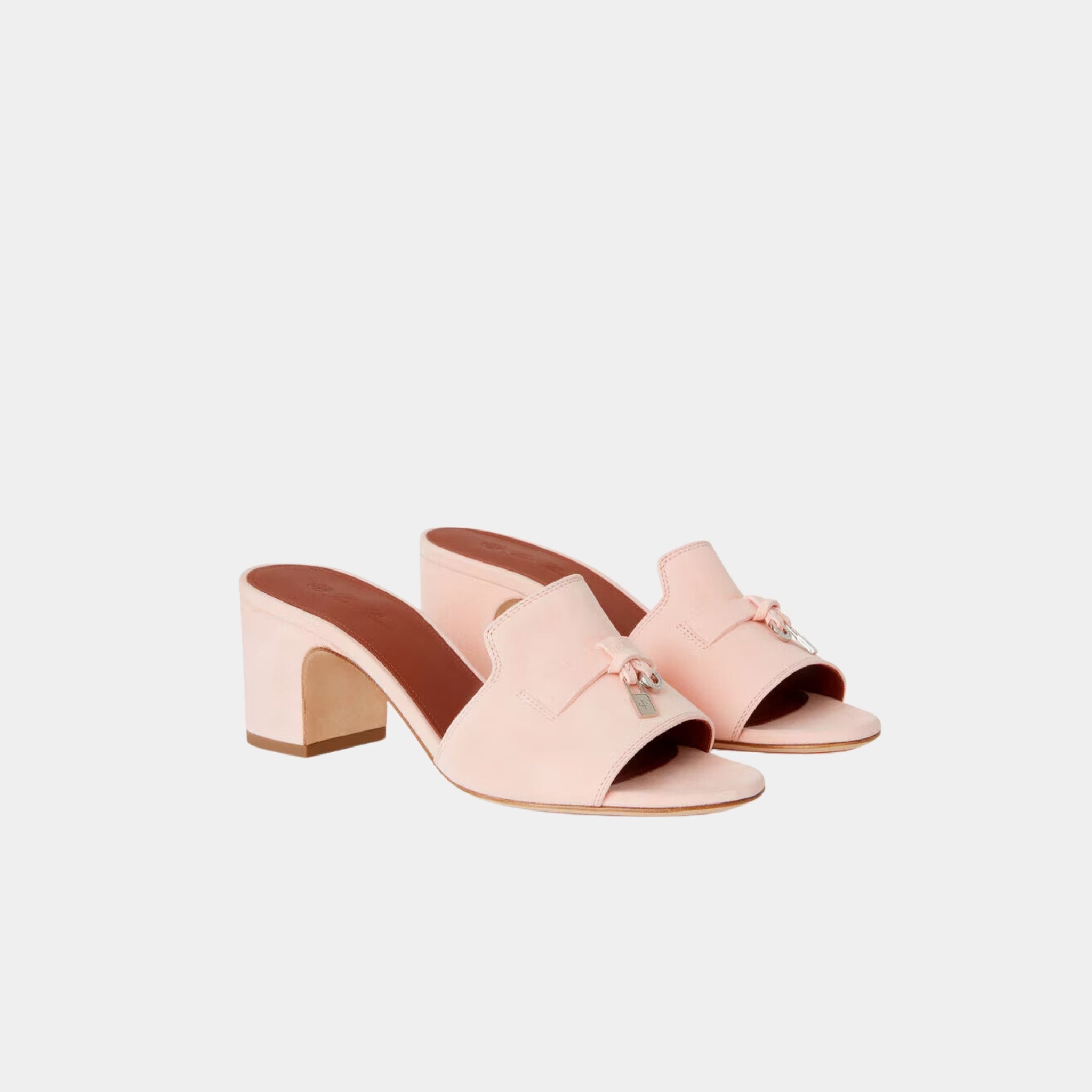 Loro Piana Summer Charms Sandal Heeled, Pink Shell, Front