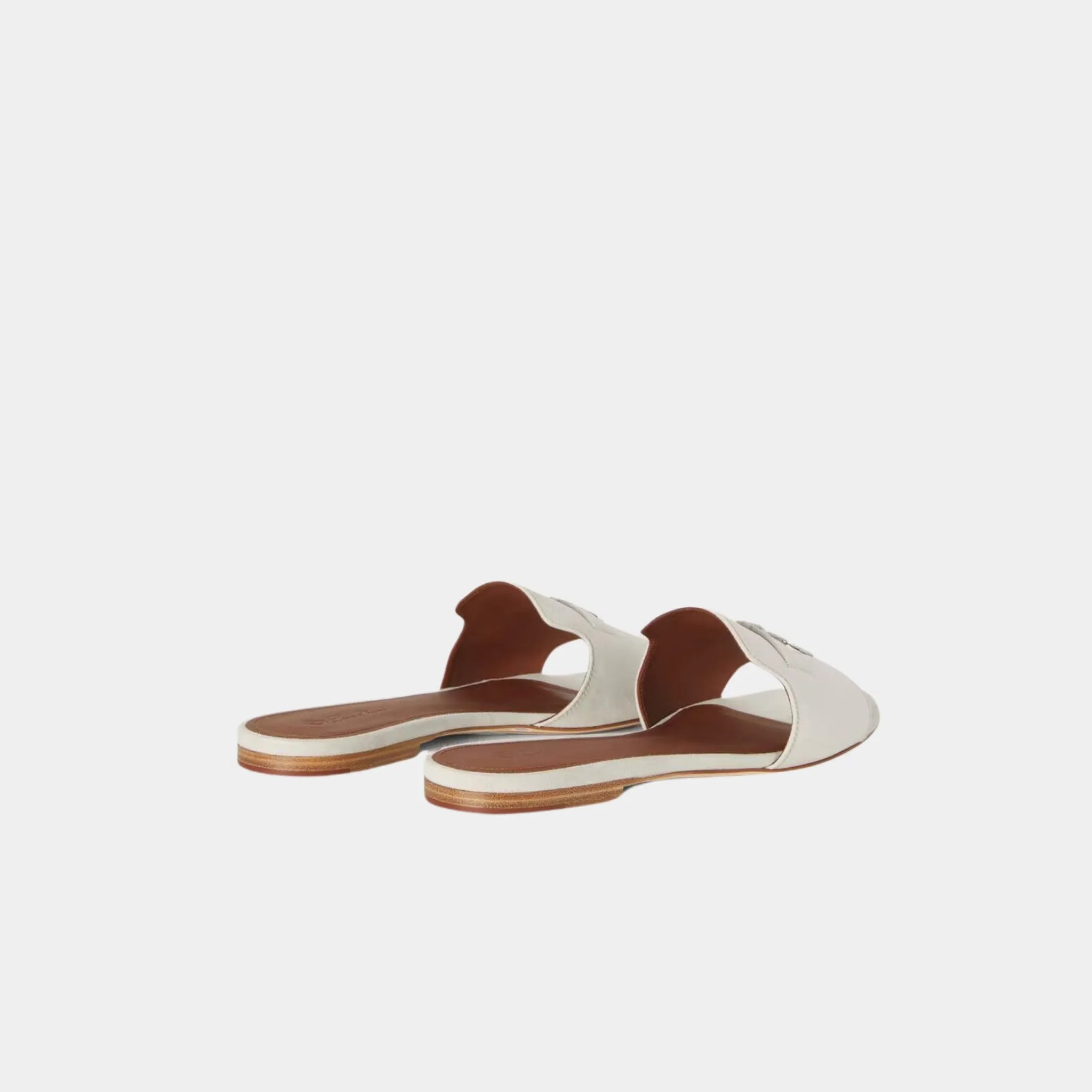 Loro Piana Summer Charms Sandal Suede Goatskin Flats, Powder Pearl, Back