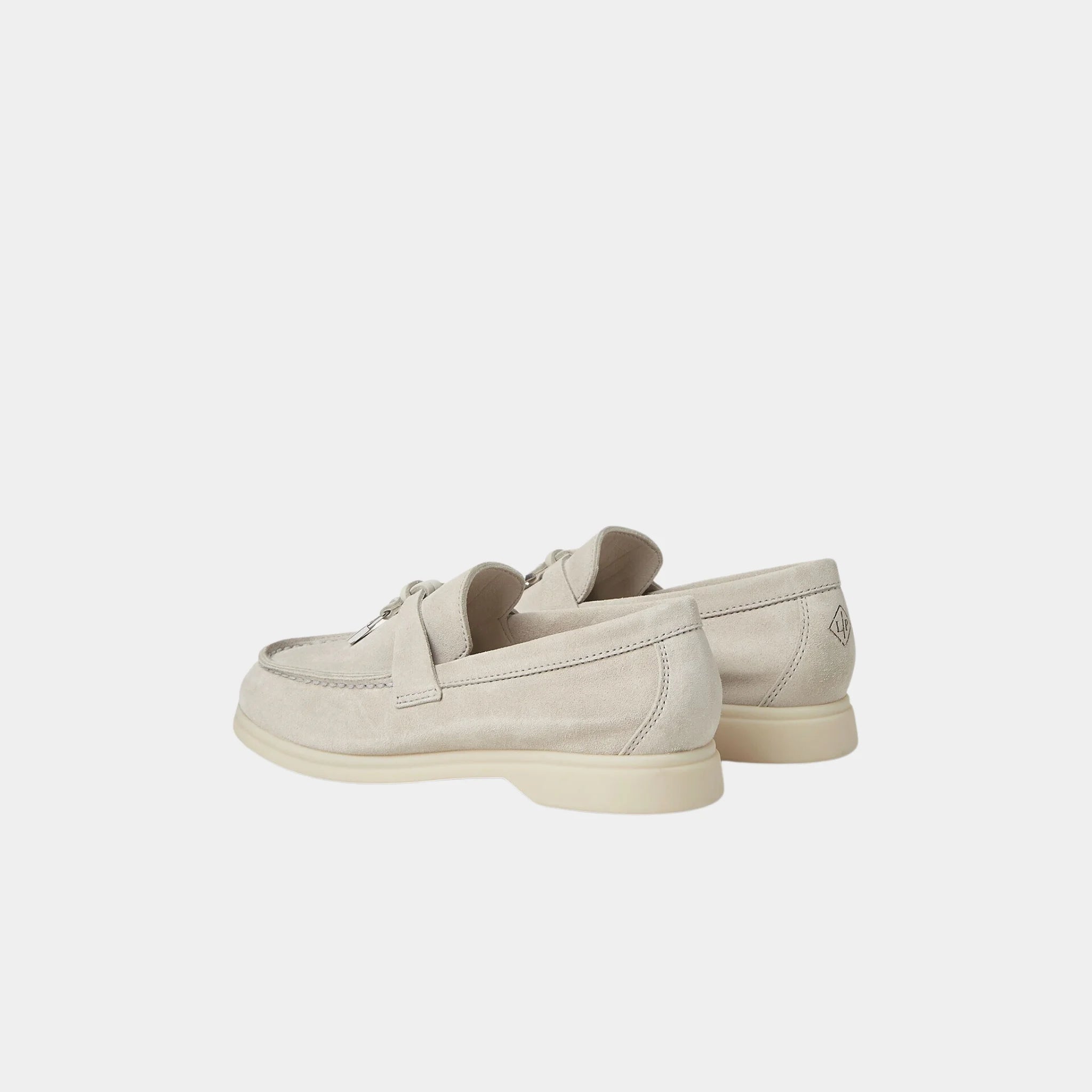 Loro Piana Kids Summer Charms Walk Loafers Suede, Cloud Dancer, Back