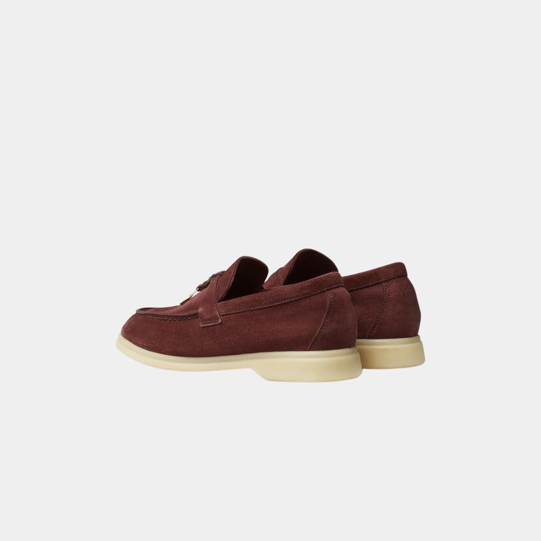 Loro Piana Kids Summer Charms Walk Loafers Suede, Oxblood, Back