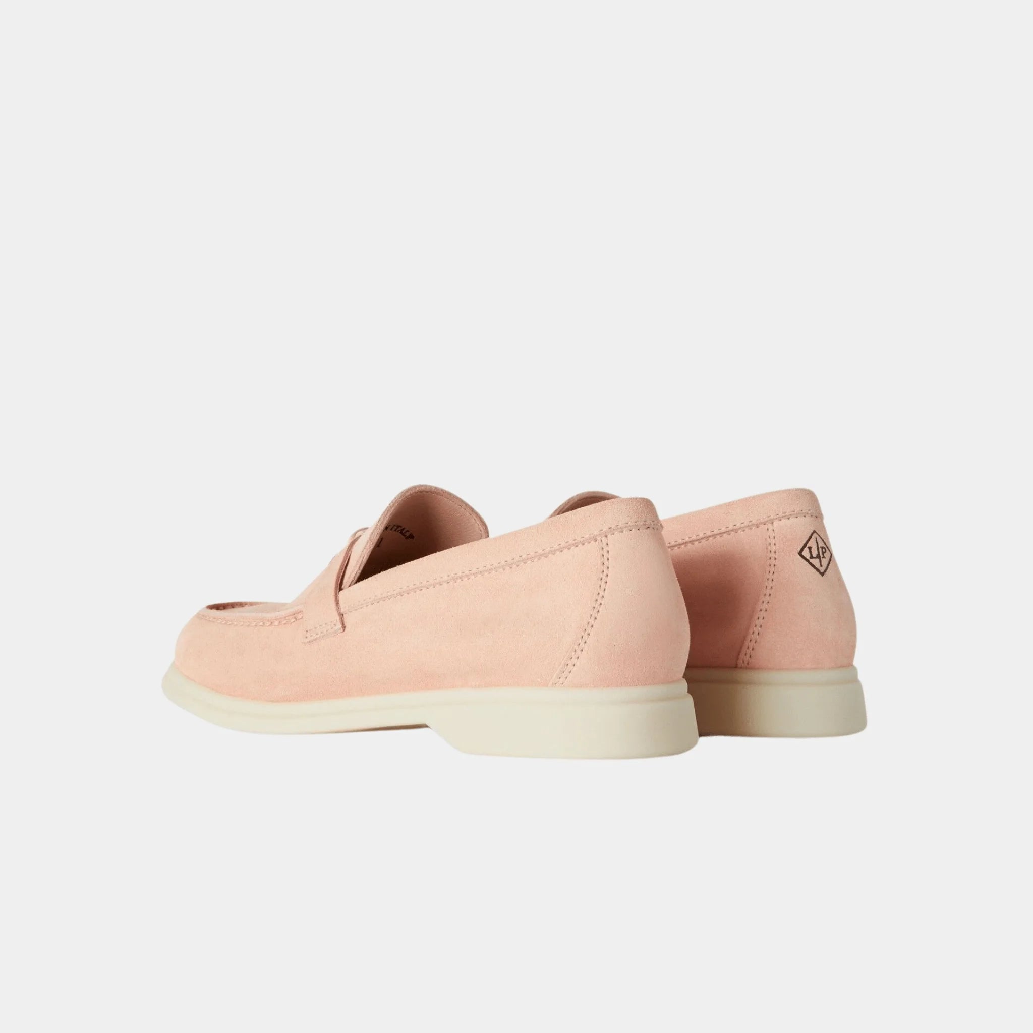 Loro Piana Kids Summer Charms Walk Loafers Suede, Pink Shell, Back