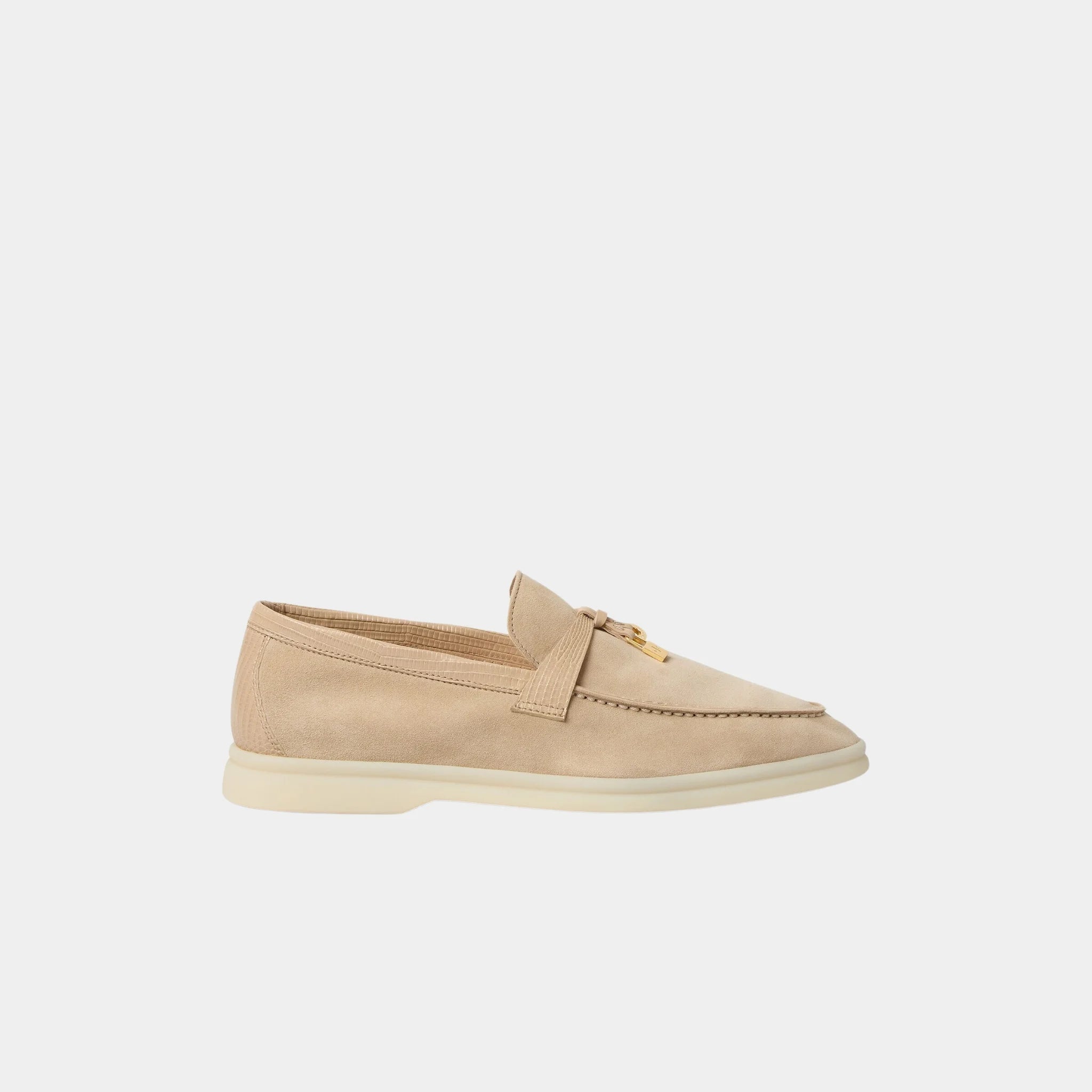 Loro Piana Summer Charms Walk Loafer Suede Lizard Skin, Ancient Sandstone, Side
