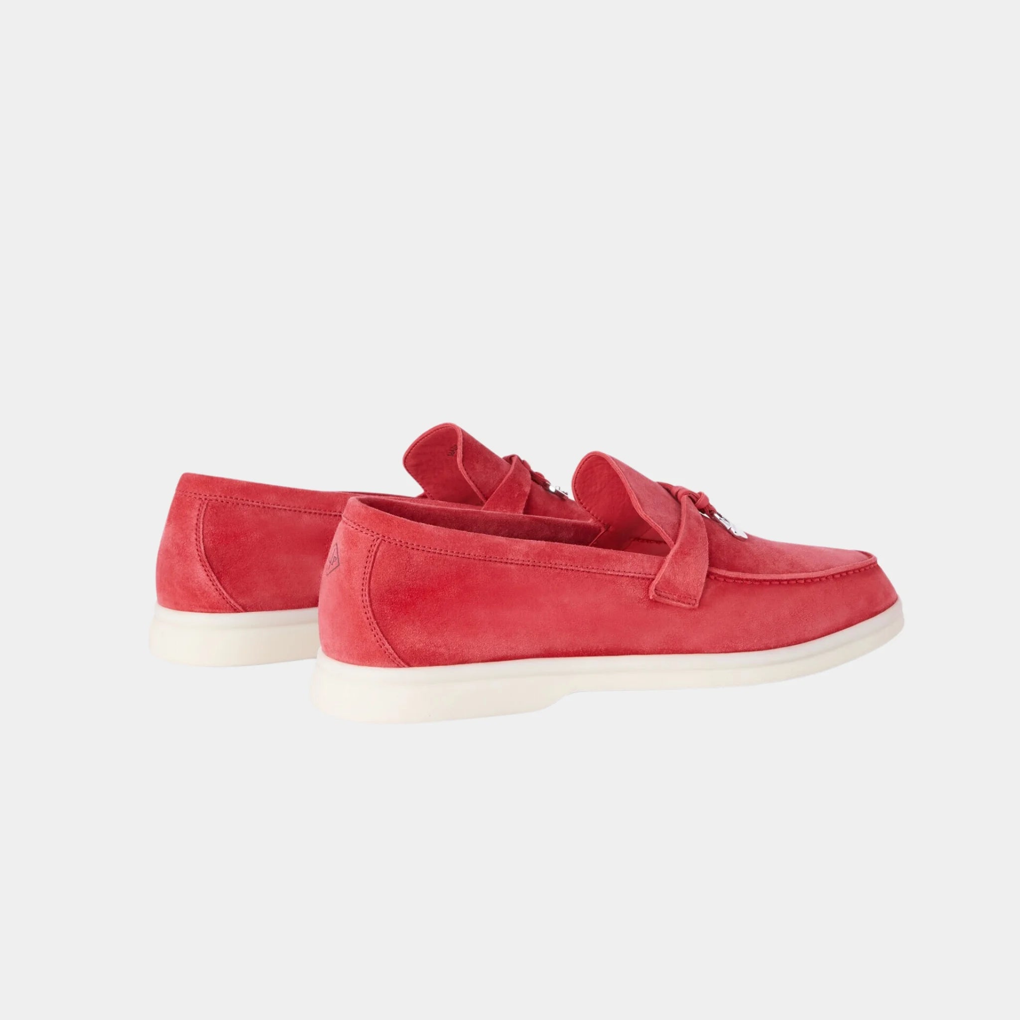 Loro Piana Summer Charms Walk Loafer in Suede with My Charms, Red Tango, Back